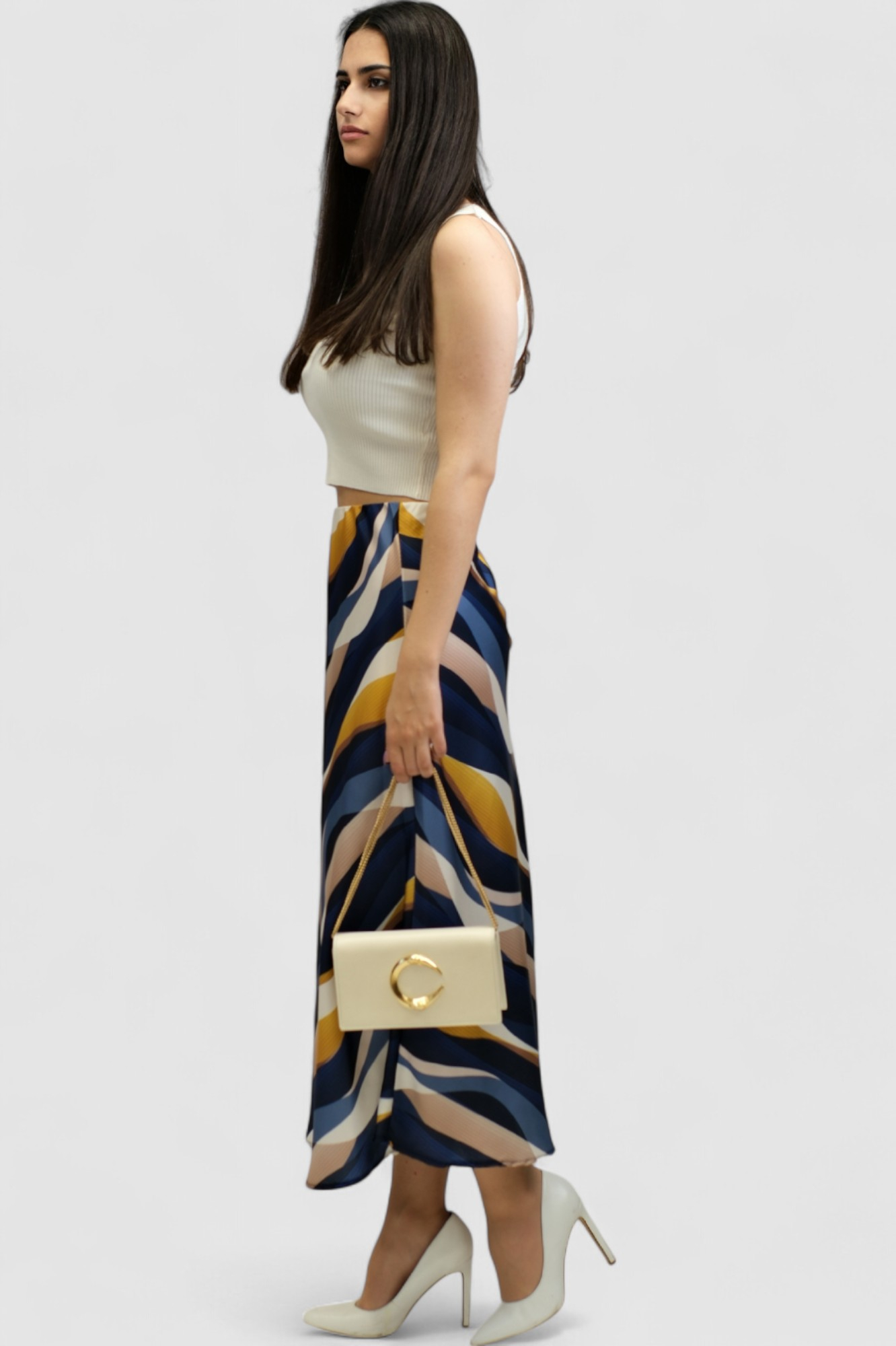 Ženska plava midi suknja Amayena