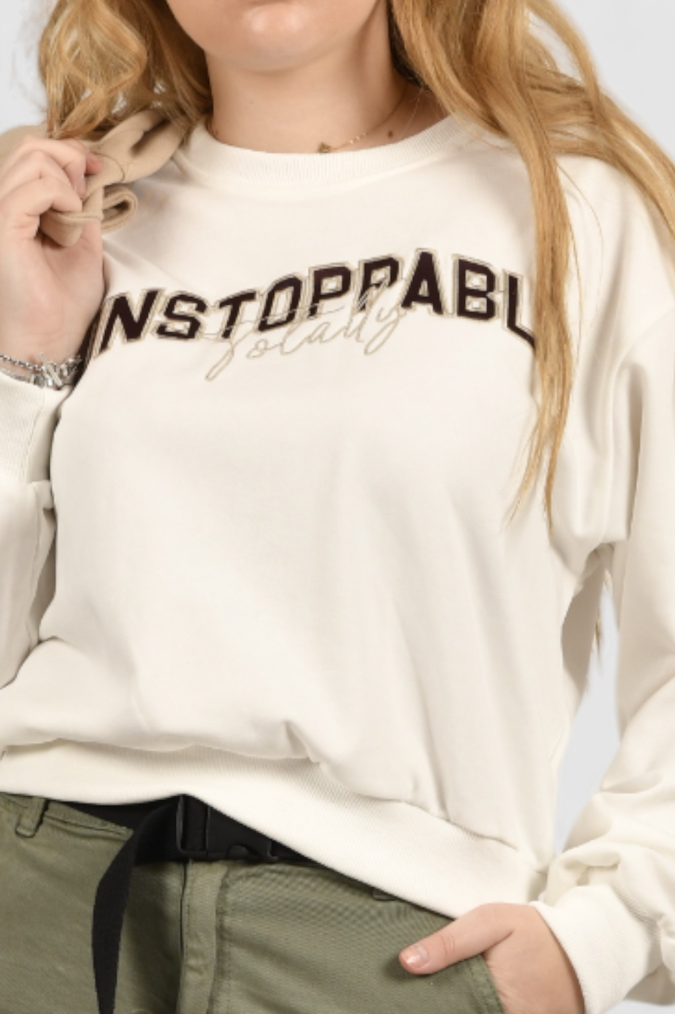 Ženska bijela hoodica bez kapuljače Amaya