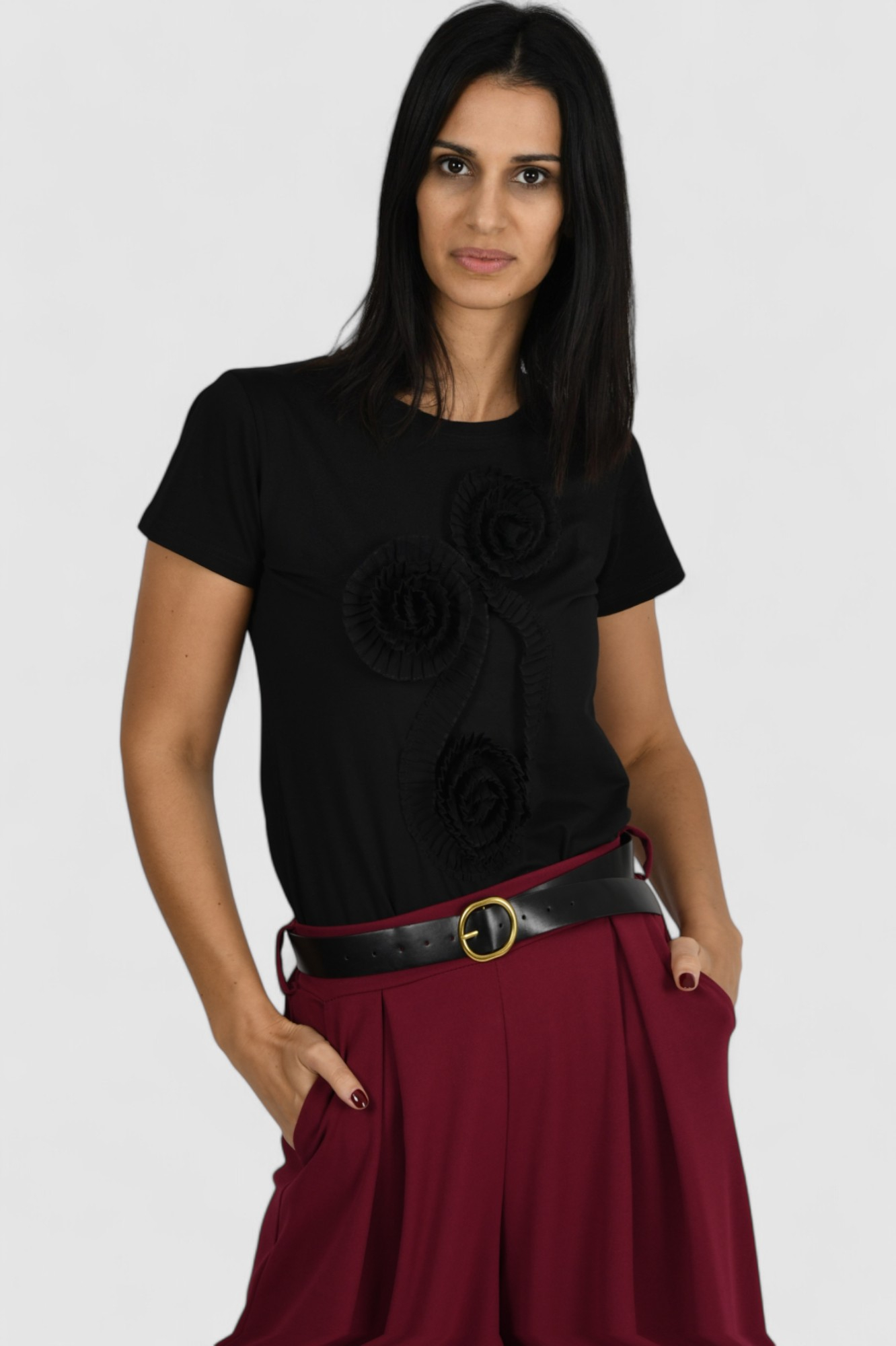 Ženska crna majica kratki rukav Calypso