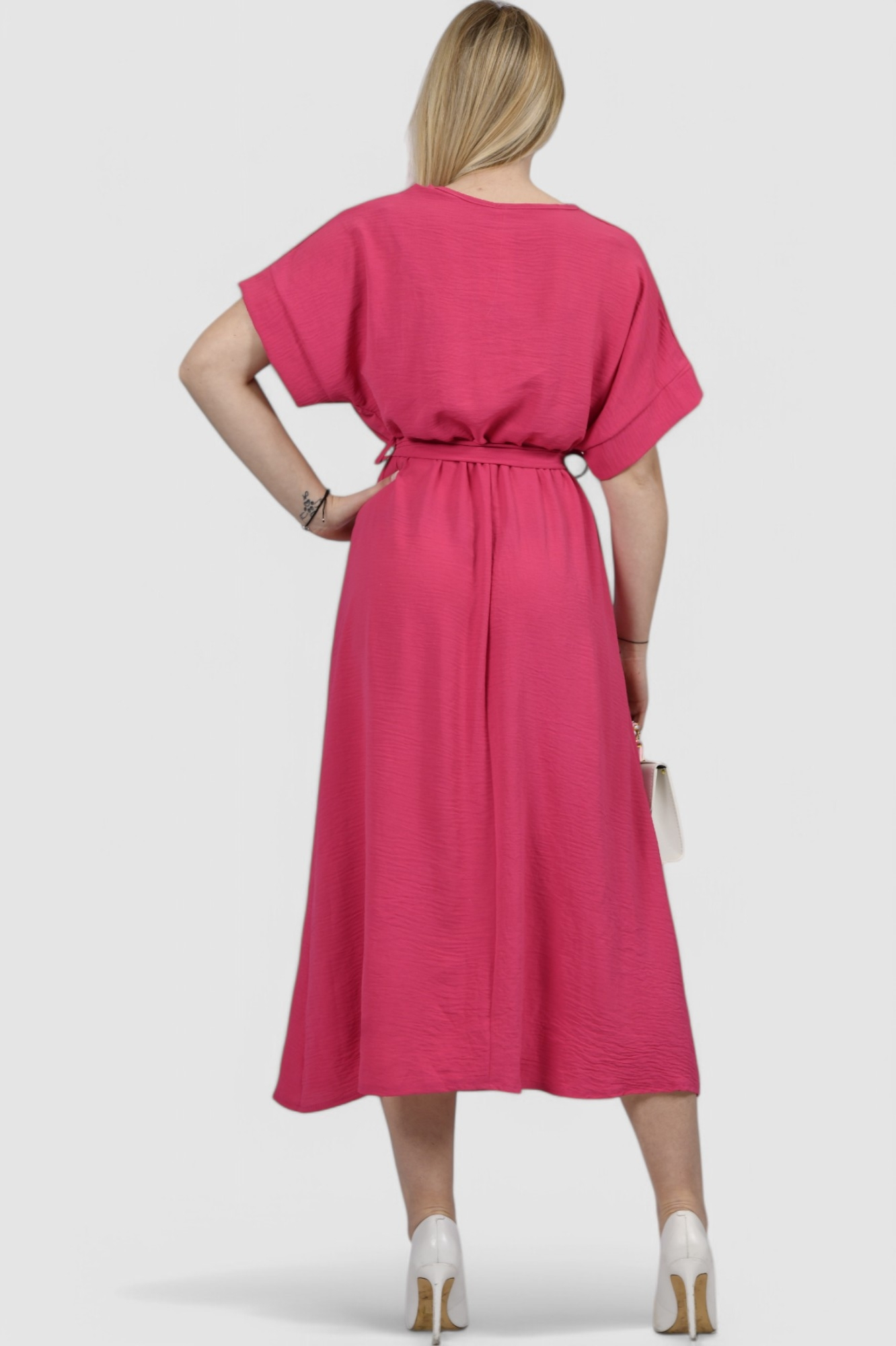 Ženska roza elegantna midi haljina Maisie
