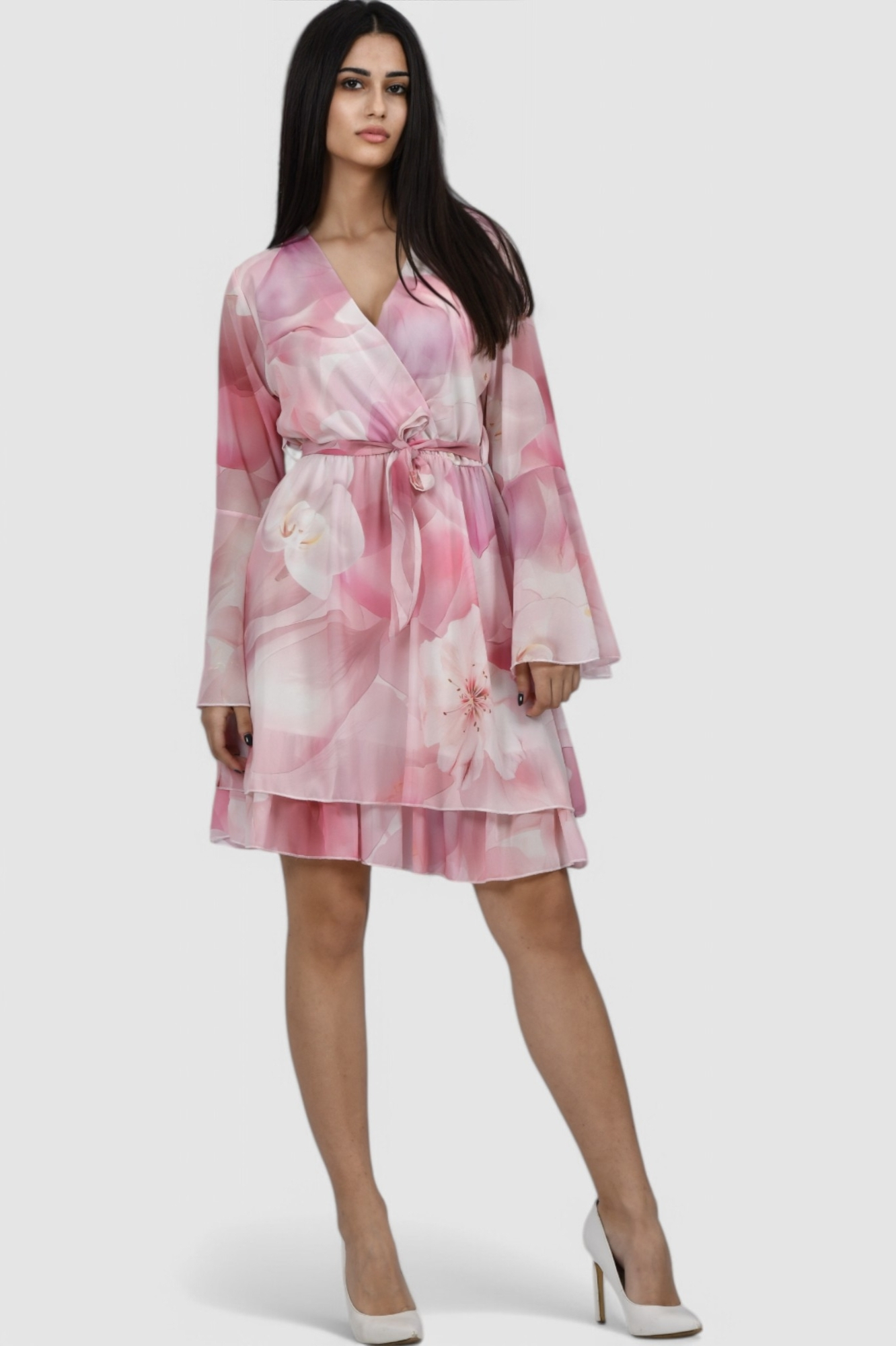 Ženska roza elegantna kratka haljina Isaura