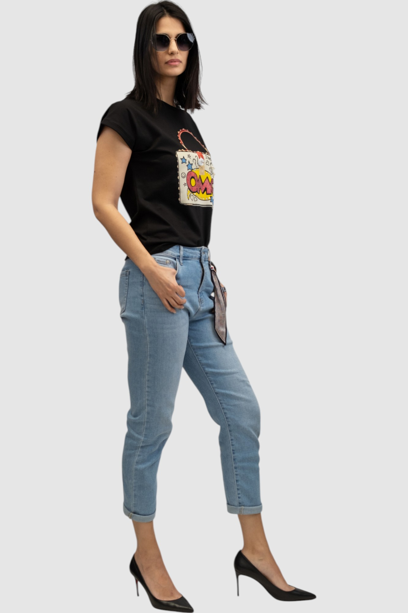 Ženska crna majica kratki rukav Emerie