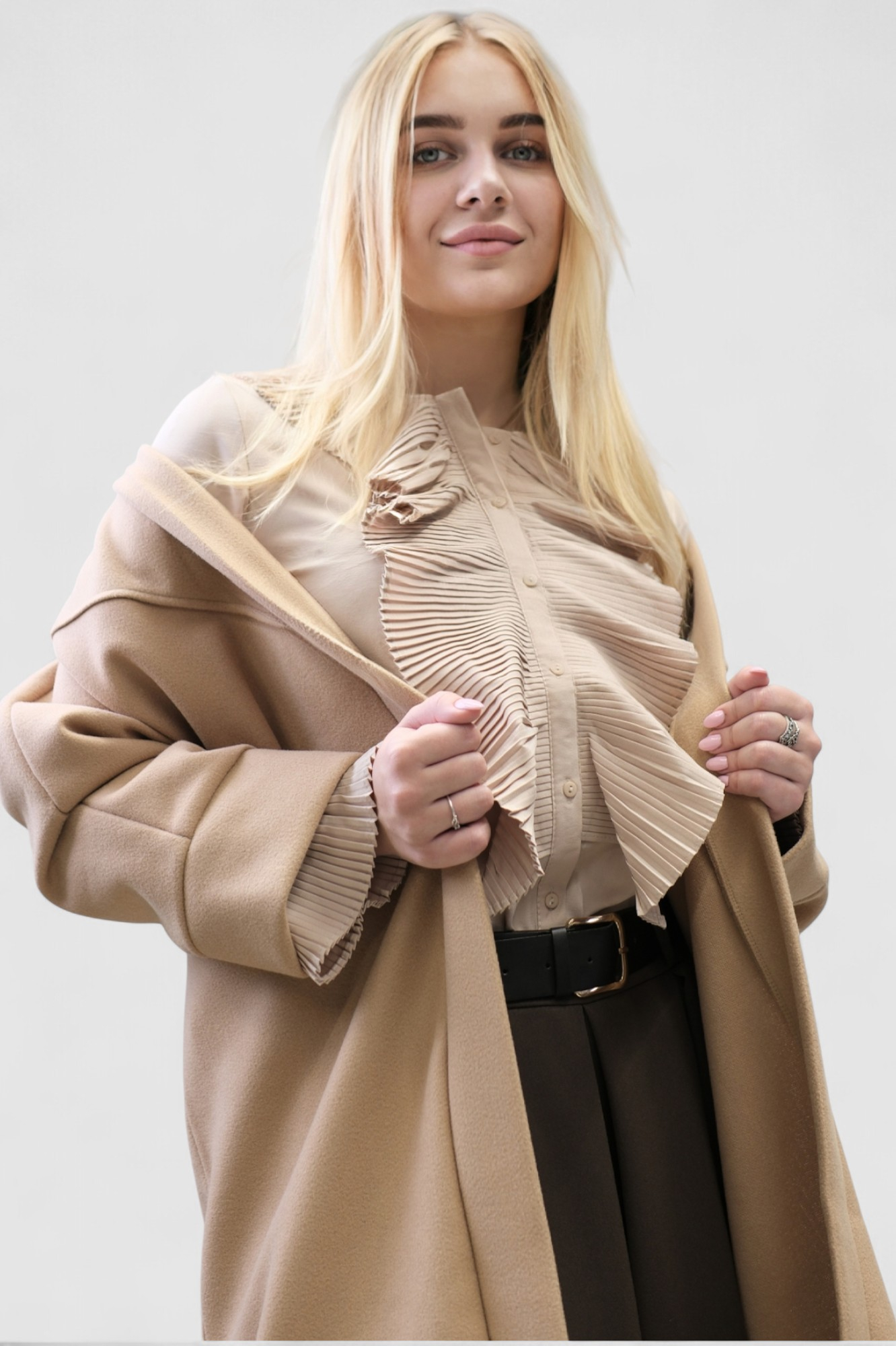 Ženski smeđi dugi kaput Carly