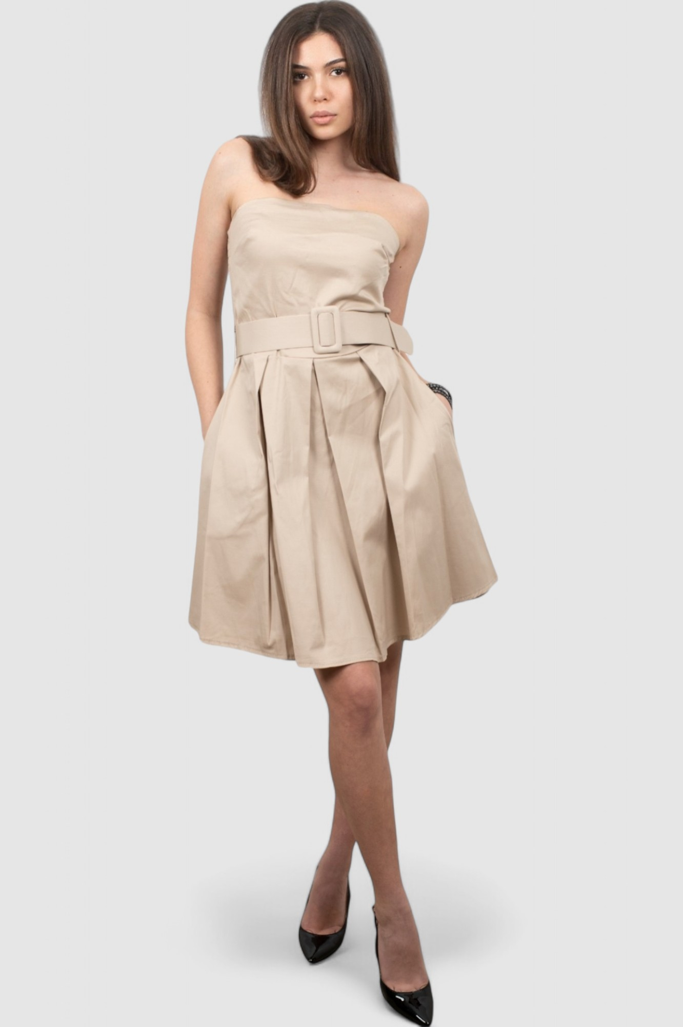 Ženska bež koktel haljina Daniela