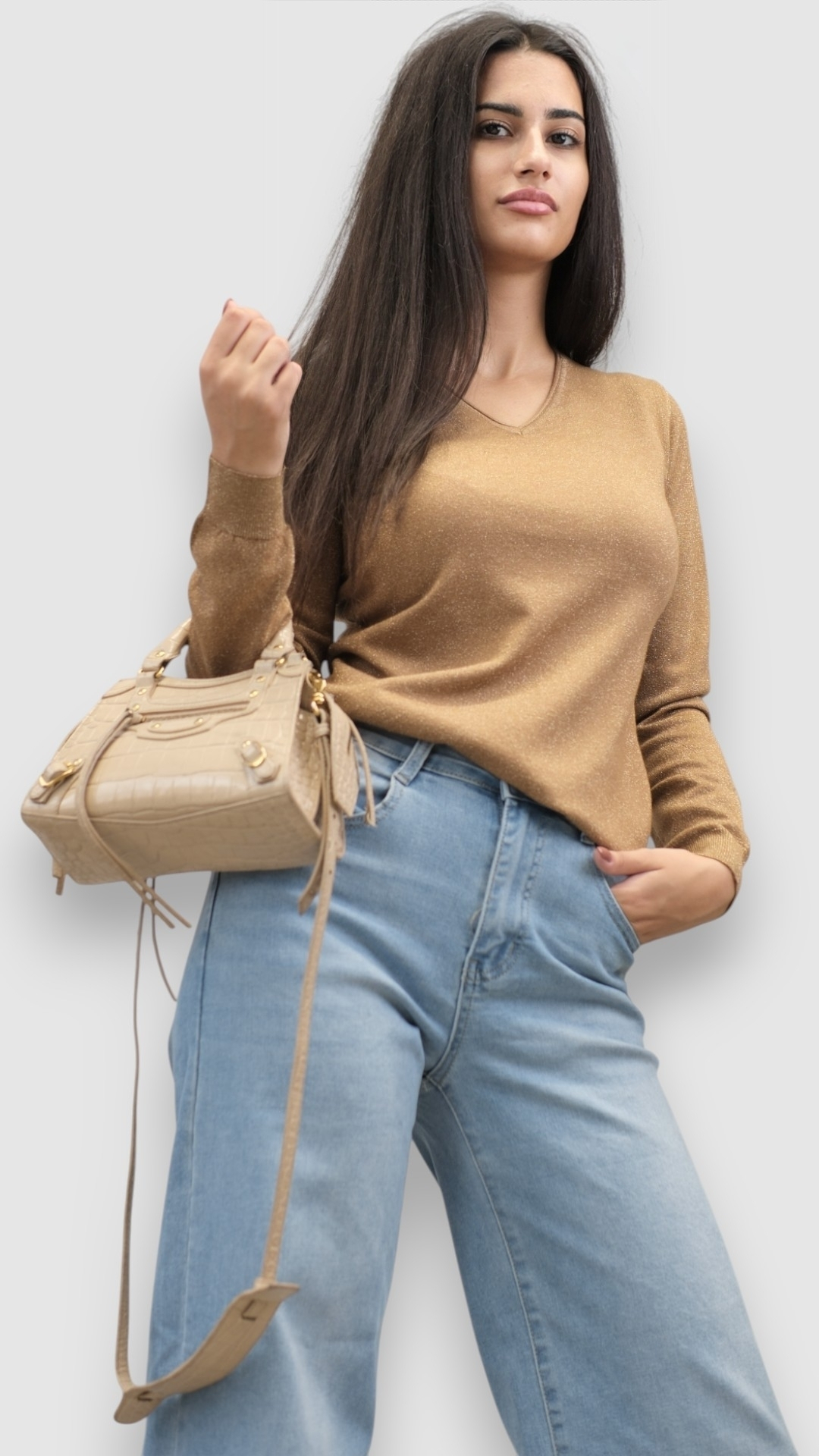 Ženski camel lagani džemper Amalia