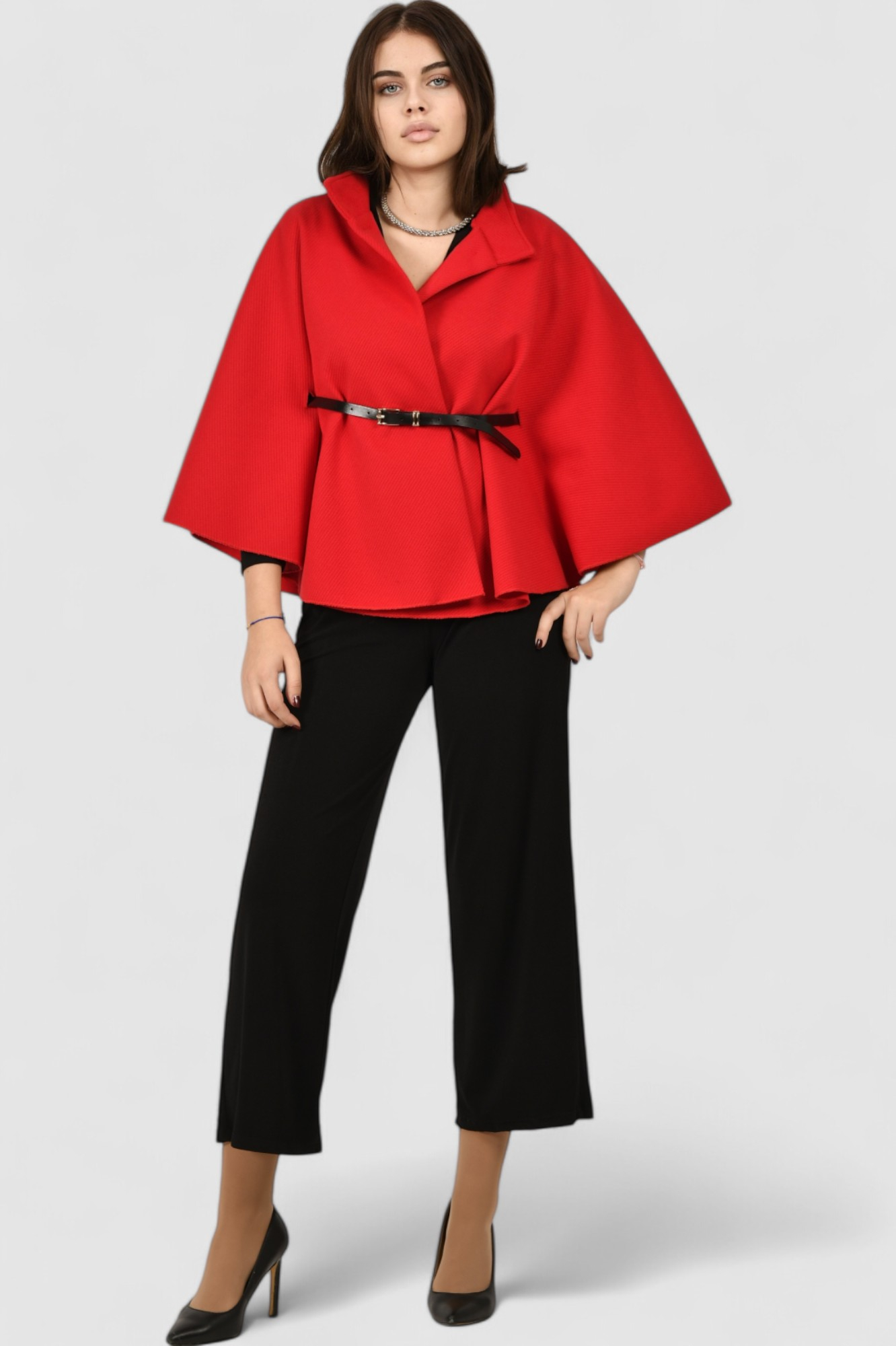 Ženski crveni poncho Francesca