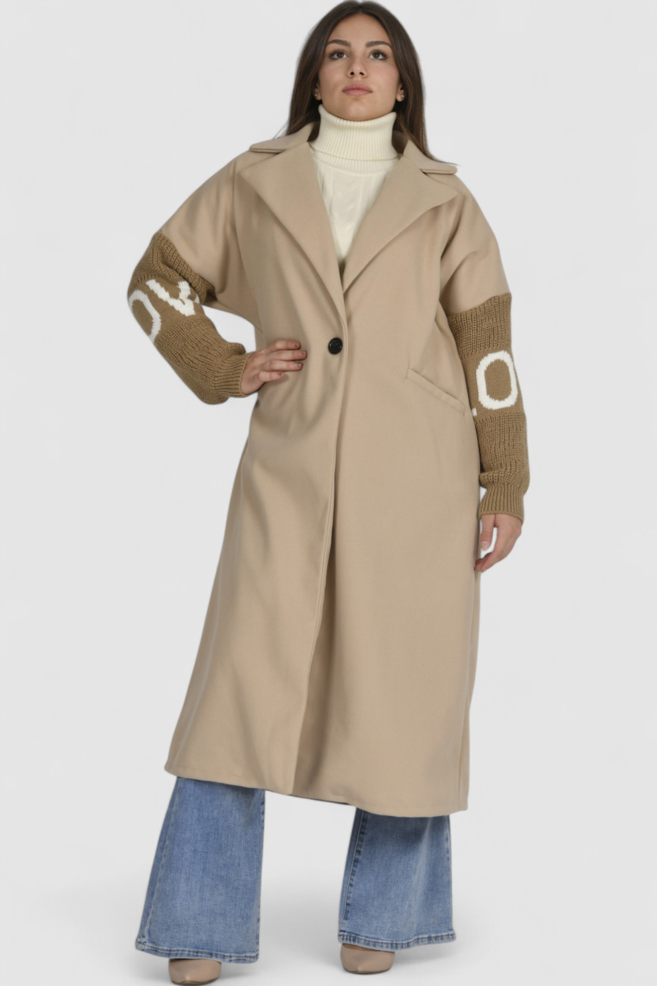 Ženski bež dugi kaput Naja
