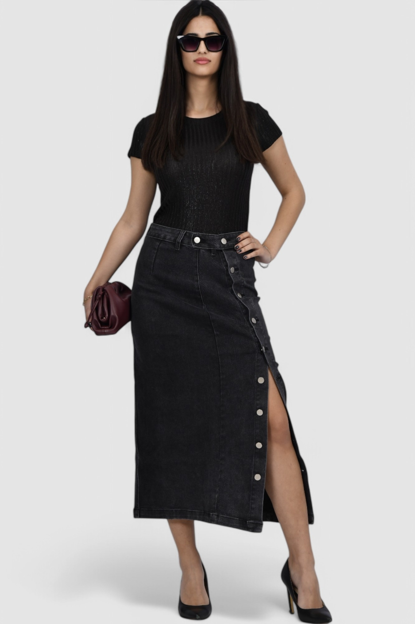 Ženska crna majica kratki rukav Gia