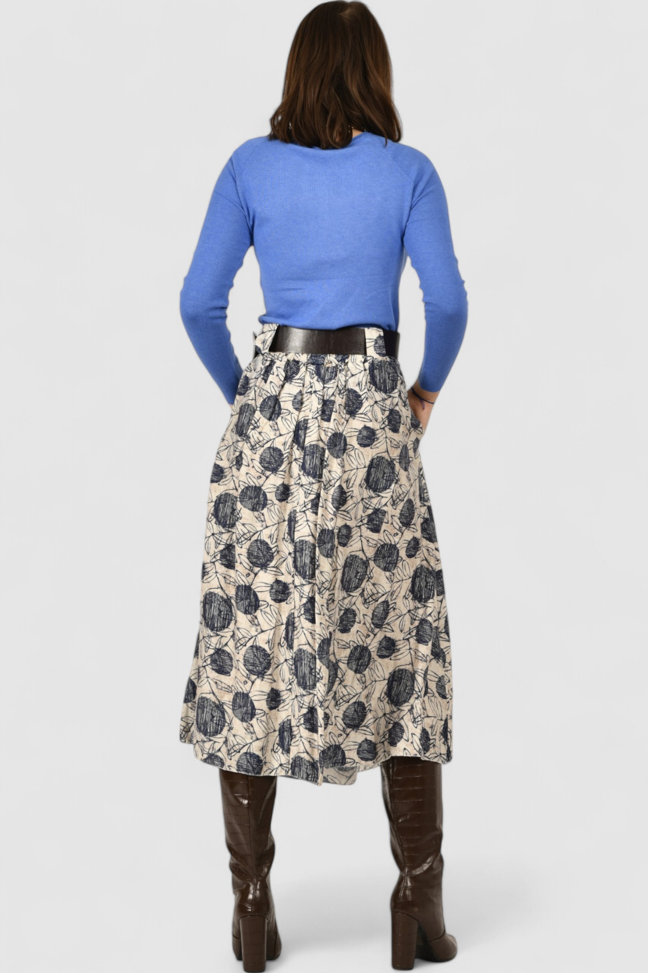 Ženska plava midi suknja Briella