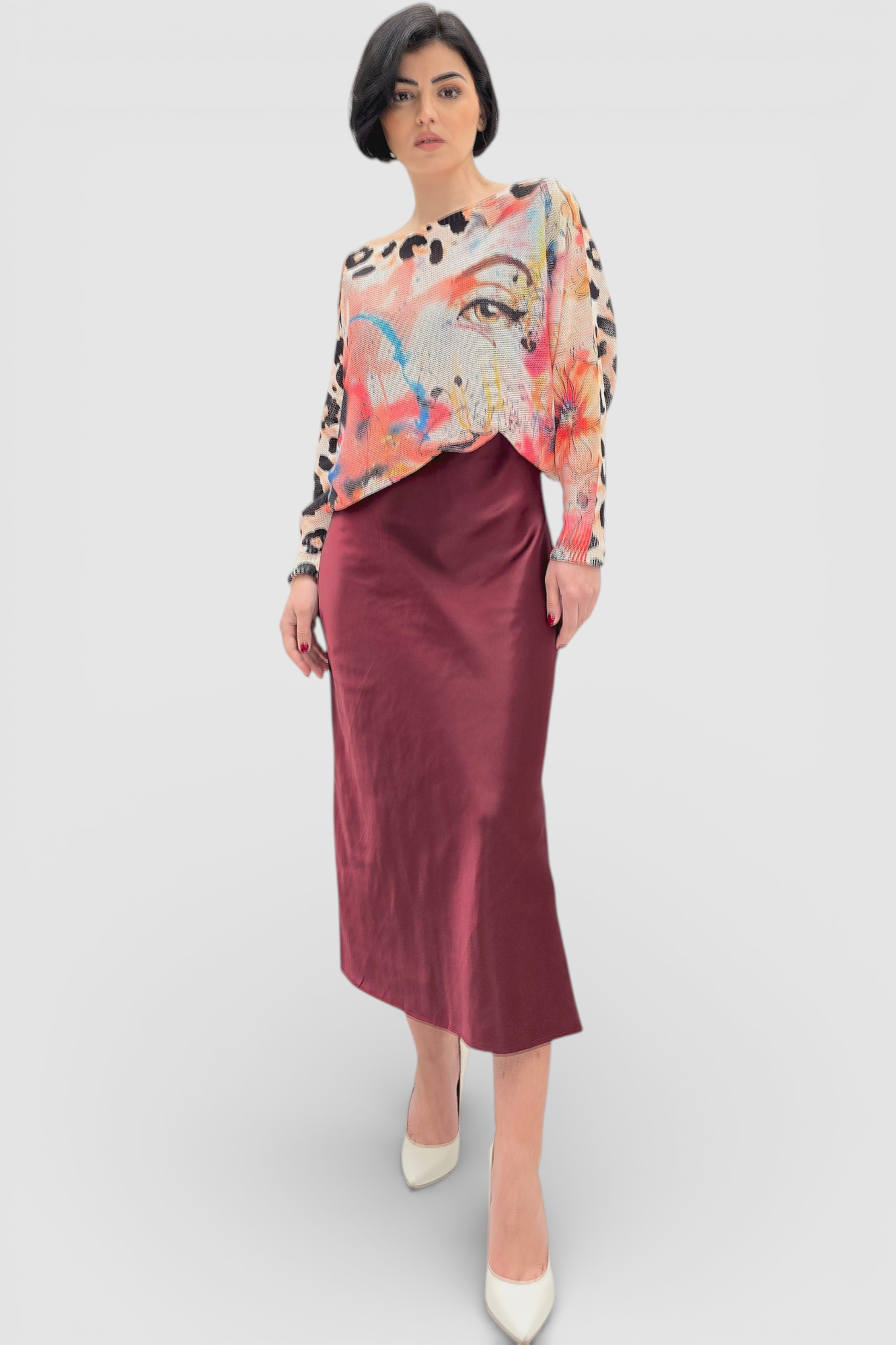 Ženska končana majica dugih rukava Faye sa printom oka