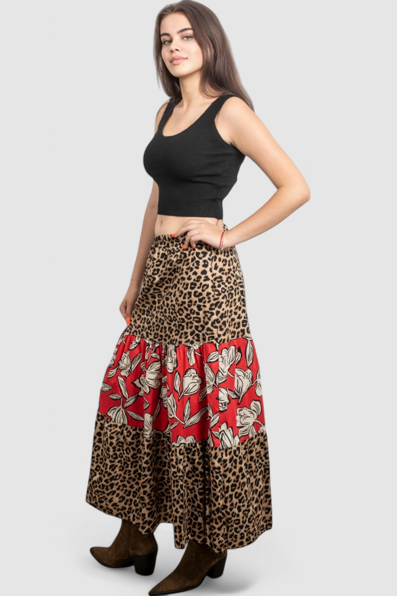 Ženska maxi suknja leopard uzorak Beatricia