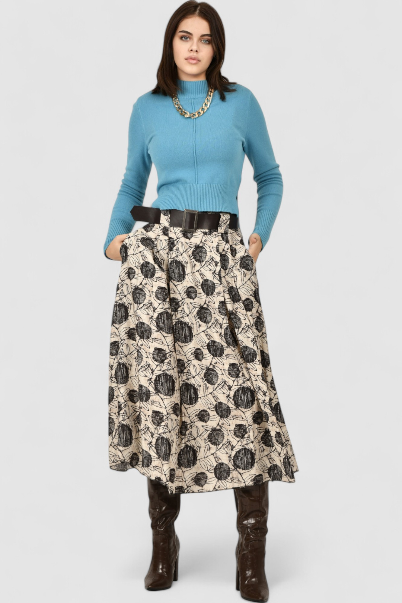 Ženska smeđa midi suknja Briella