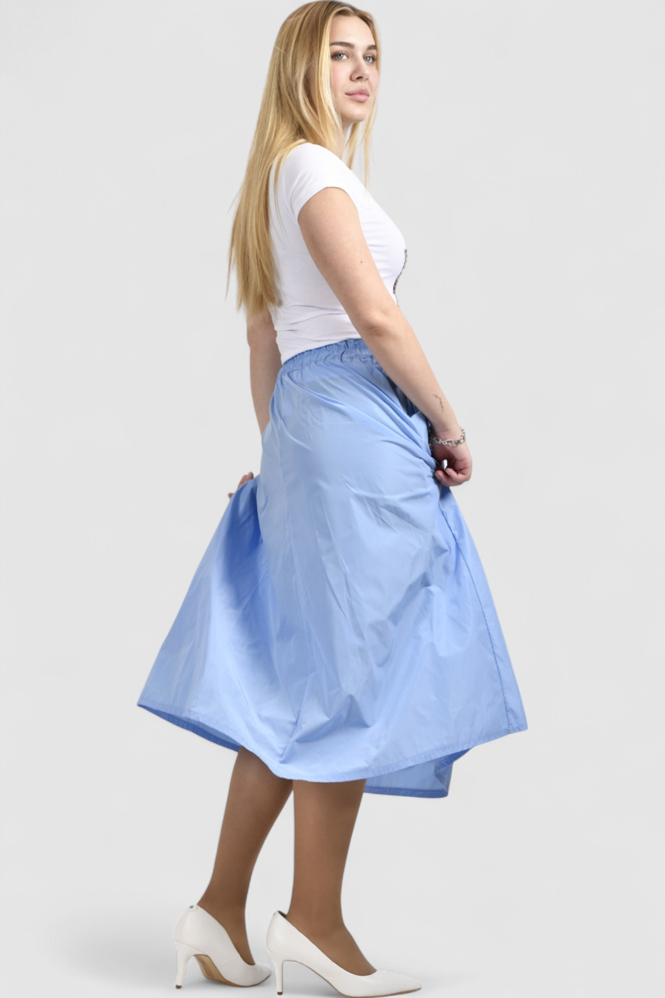 Ženska plava midi suknja Mireille