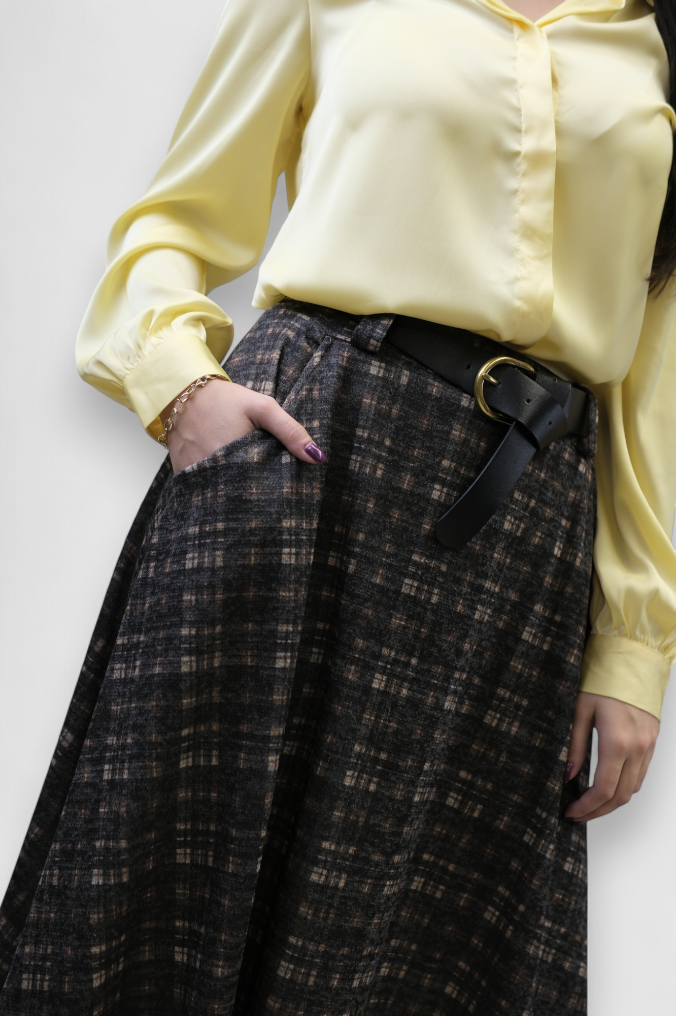 Ženska suknja Lunaire u kariranom uzorku, A kroja