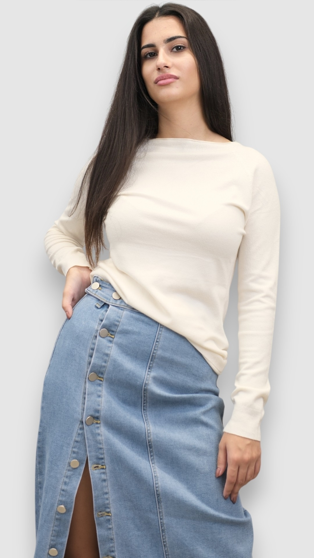 Ženski bijeli lagani džemper Hannah