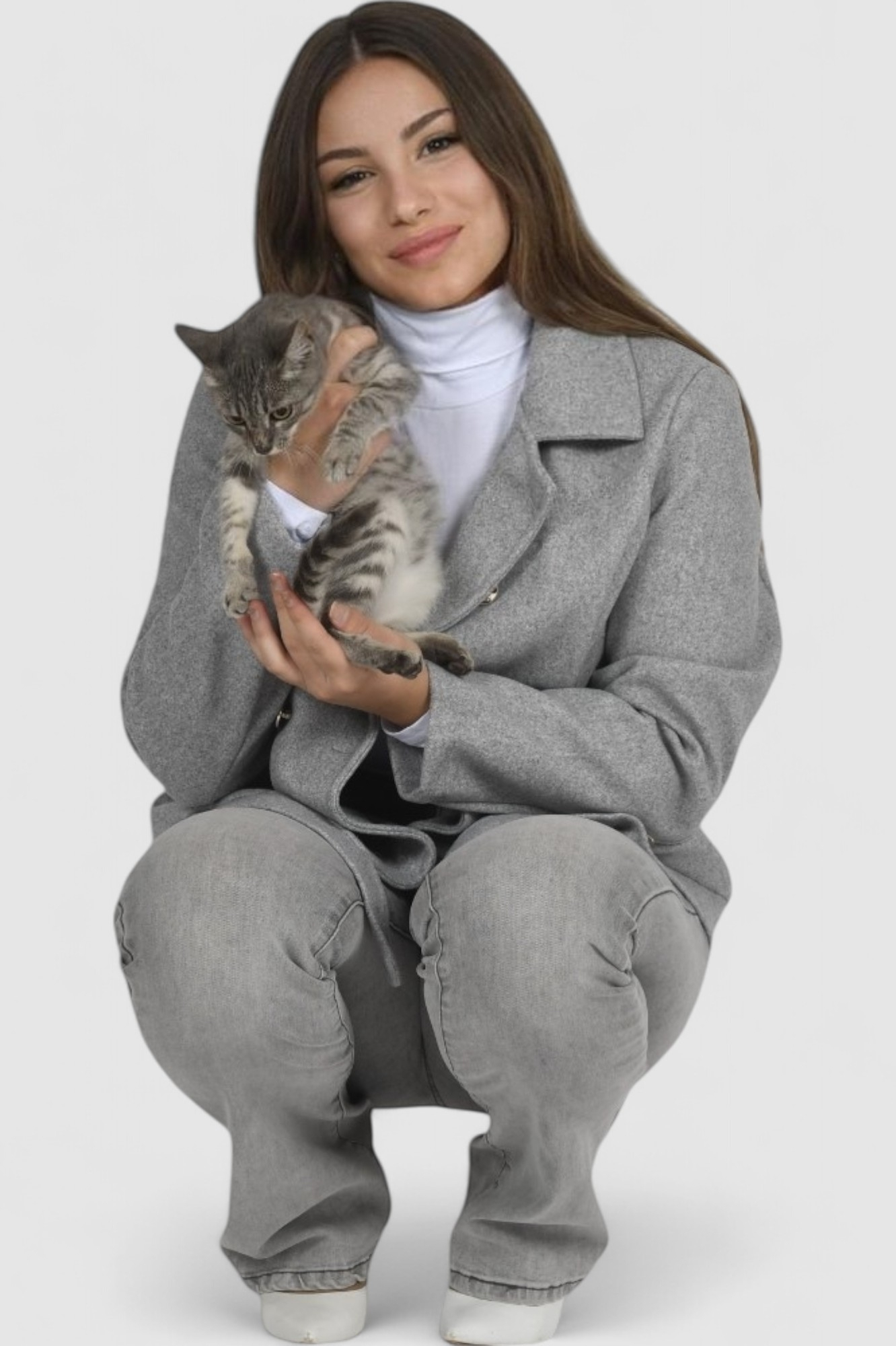 Ženski sivi kratki kaput Billie