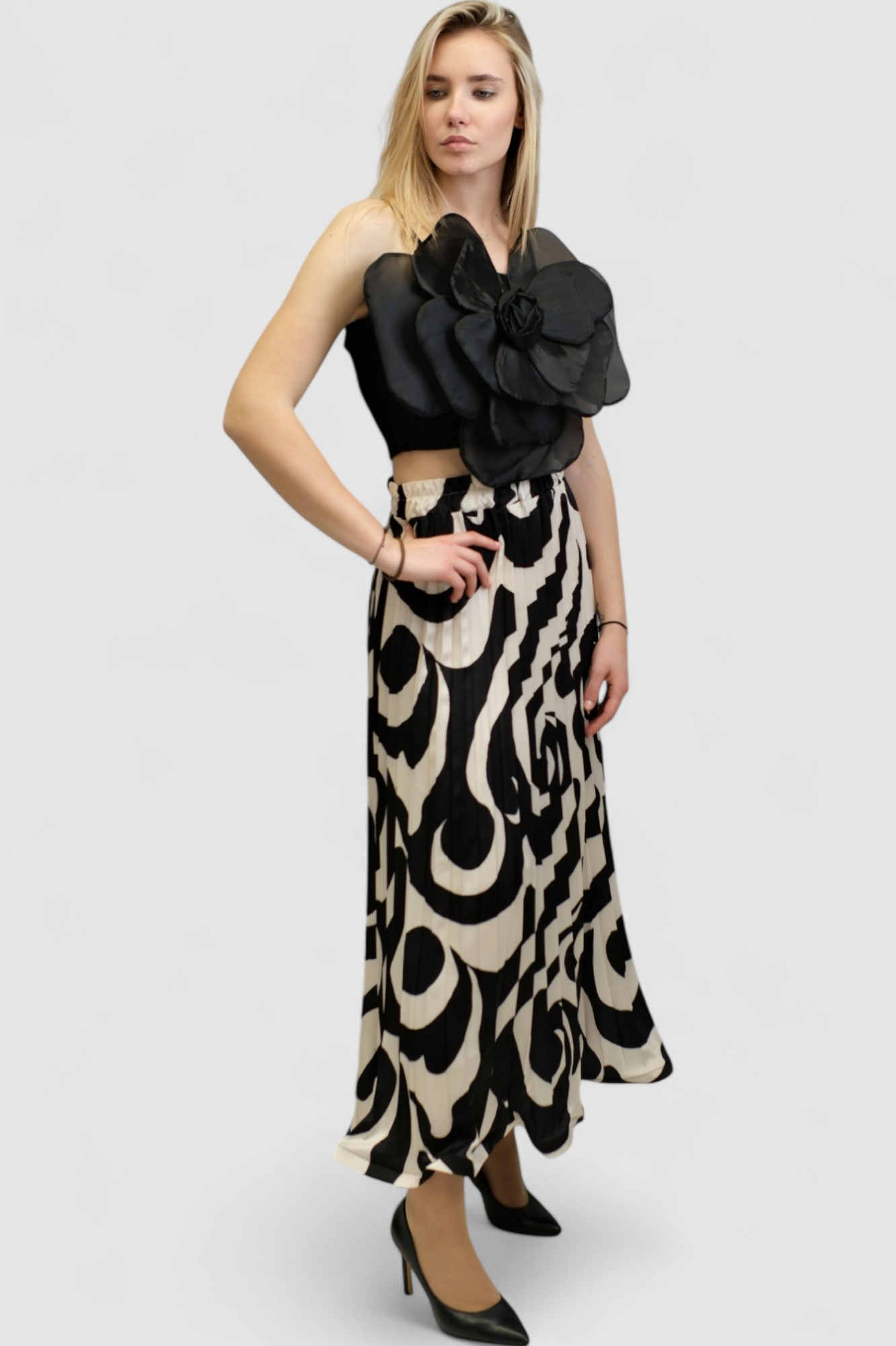 Ženska crna plisirana suknja Eli