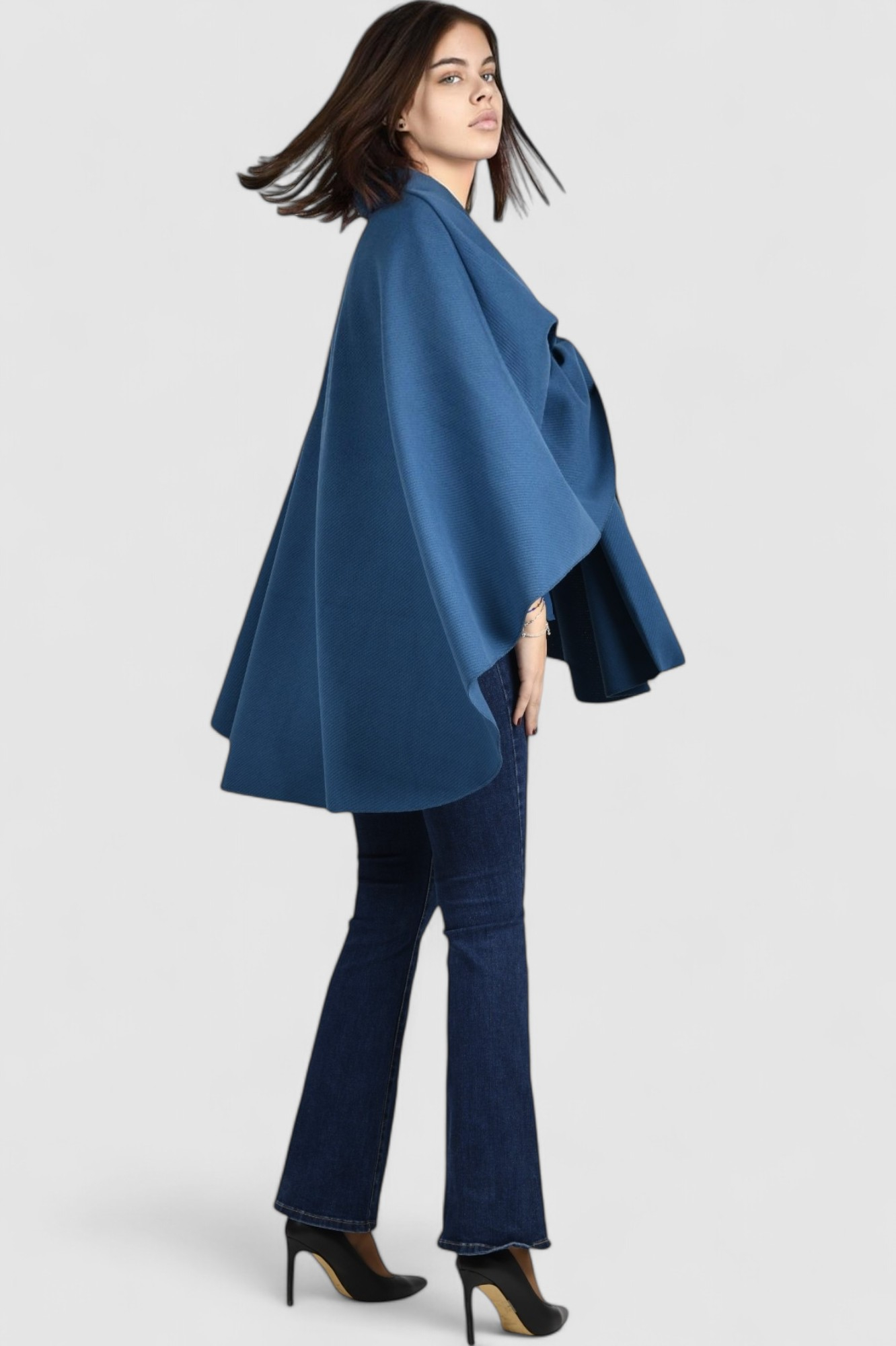 Ženski plavi poncho Bess