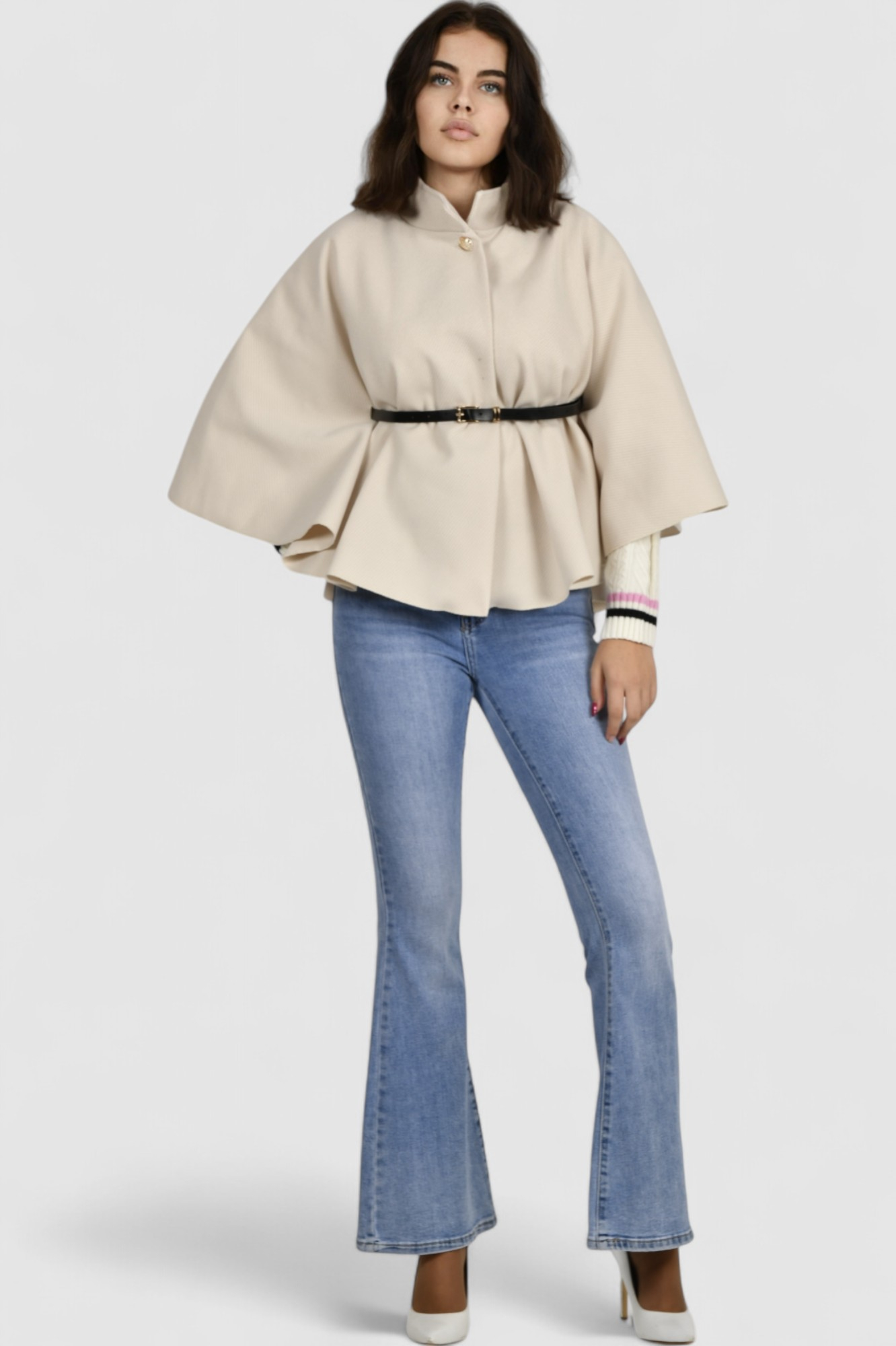 Ženski bež poncho Francesca