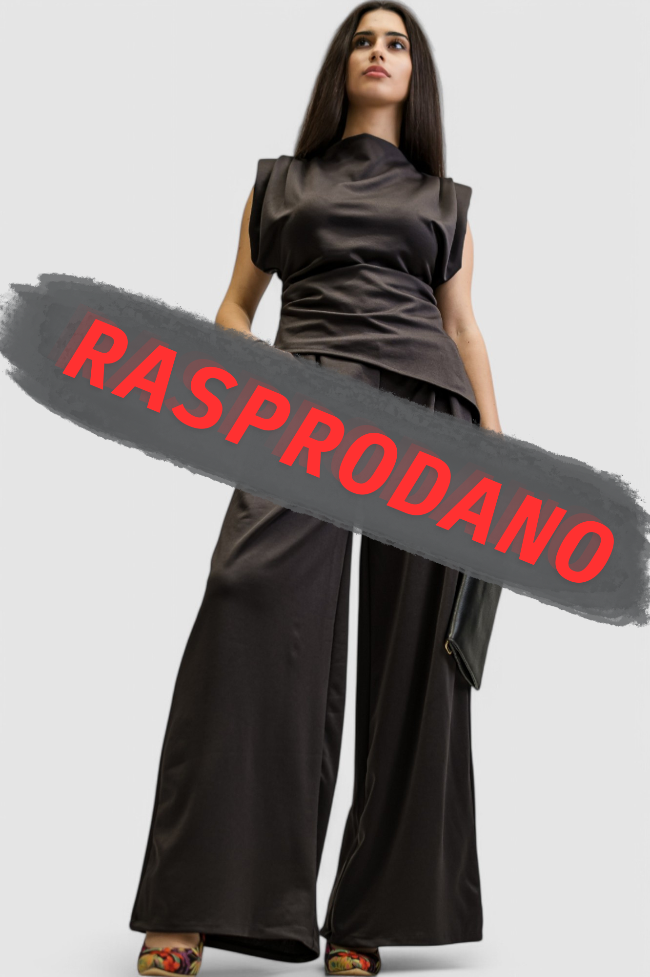 Ženski tamno sivi komplet s asimetričnim topom Francine