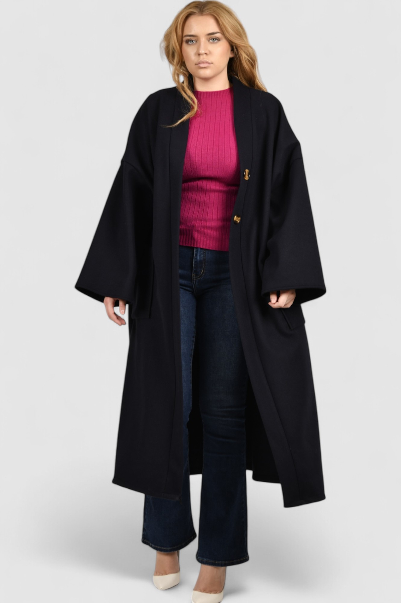 Ženski tamno plavi dugi kaput Madison