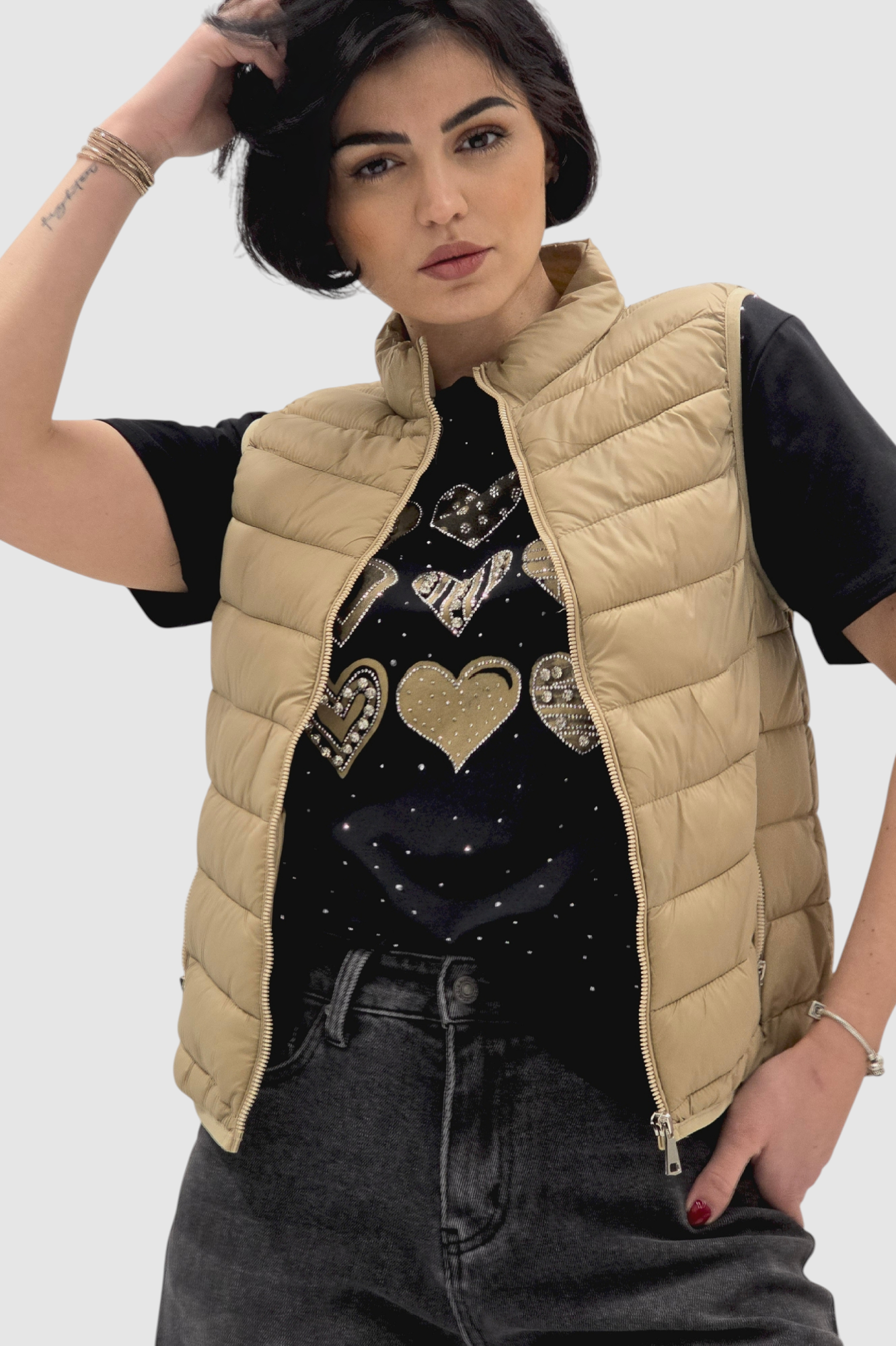 Ženski bež kratki prsluk Felicity