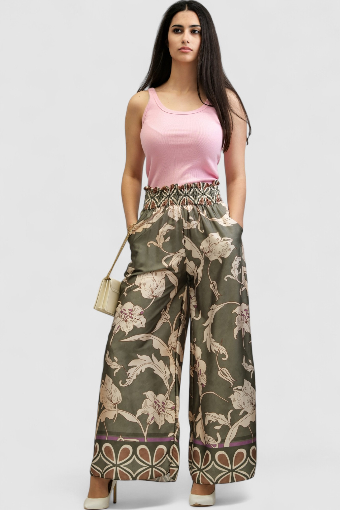 Ženske zelene modne hlače Leandra