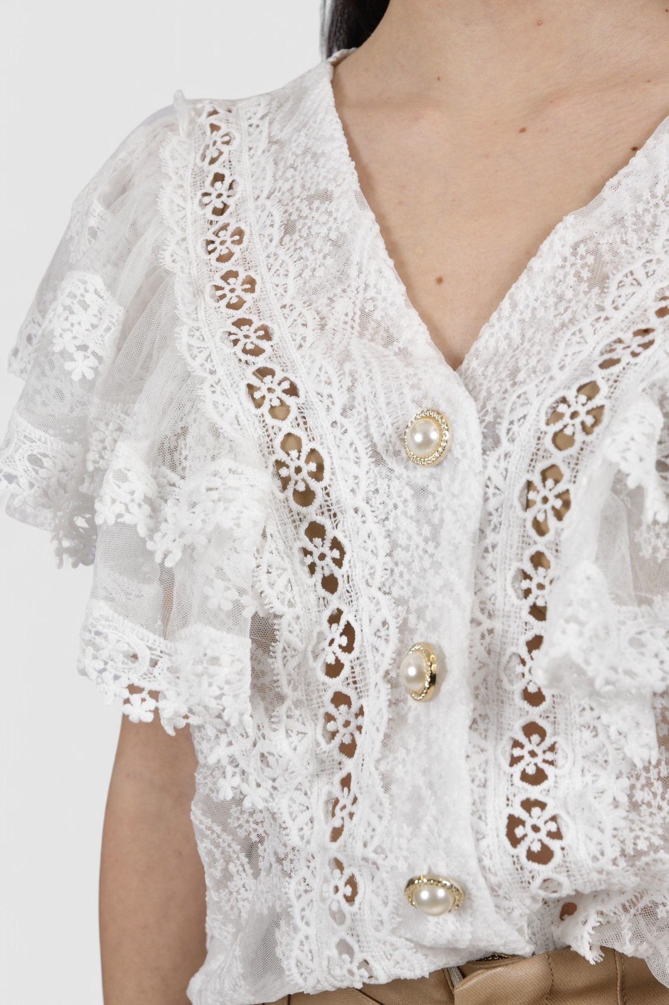 Ženska bijela čipkasta košulja Bobbie