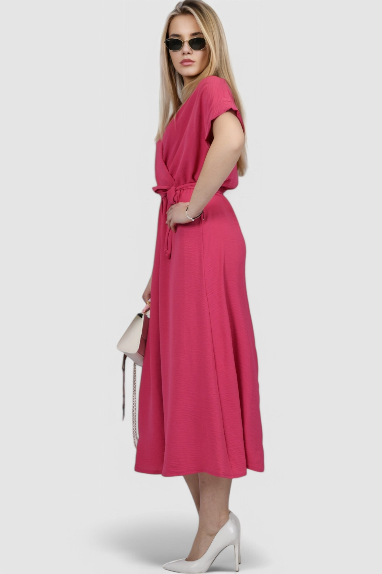 Ženska roza elegantna midi haljina Maisie
