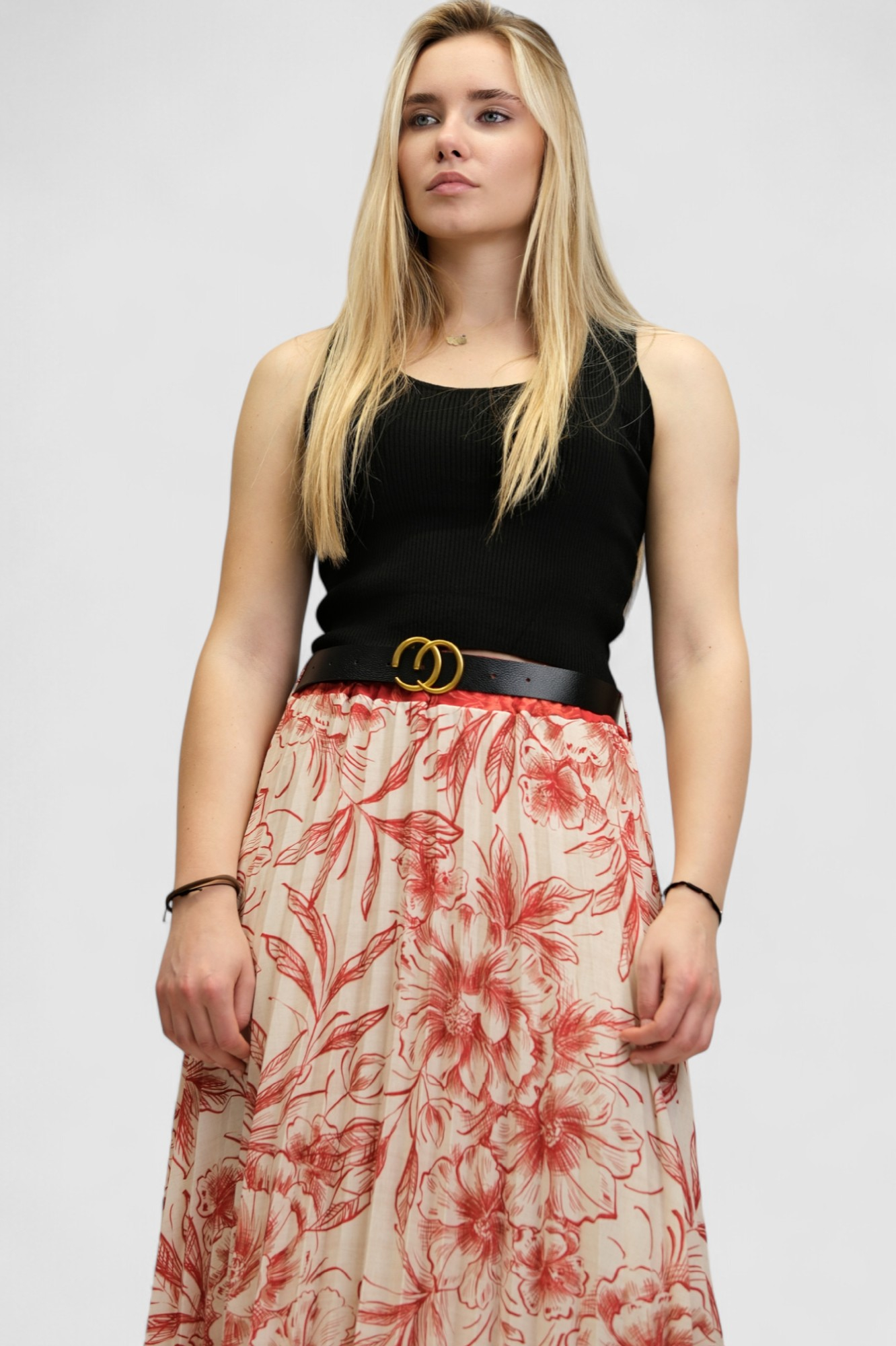 Ženska crvena plisirana suknja Carine