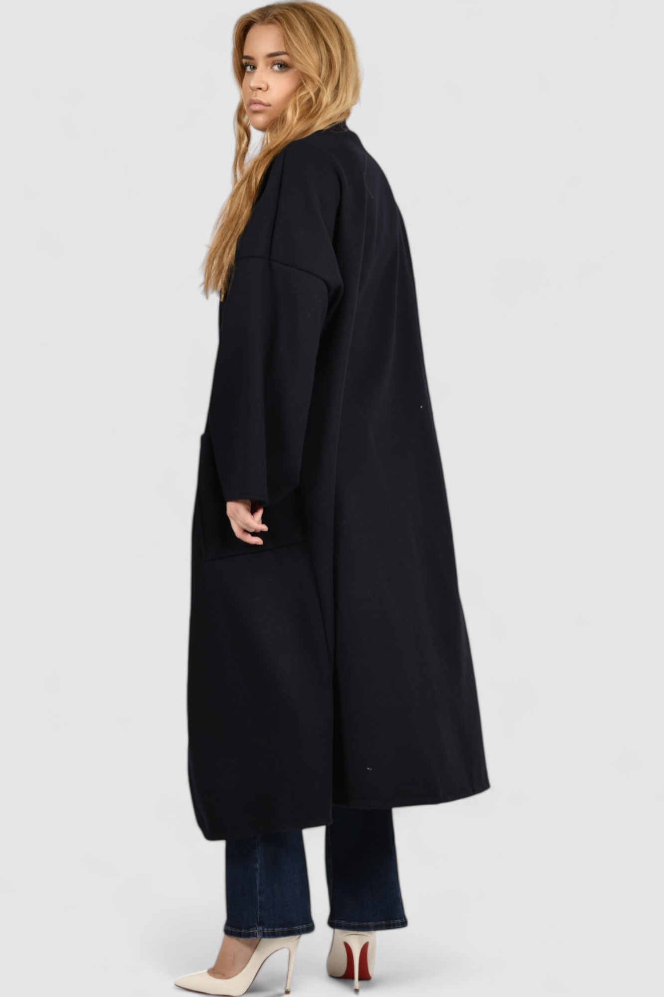 Ženski tamno plavi dugi kaput Madison