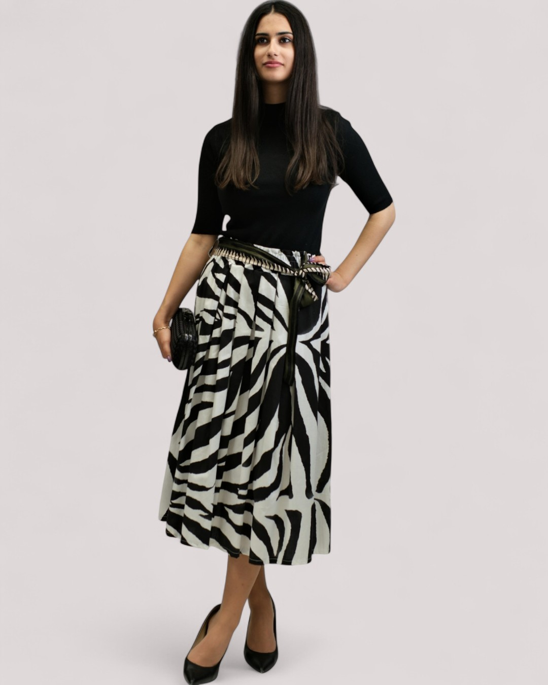 Ženska midi suknja zebra uzorak Theresa