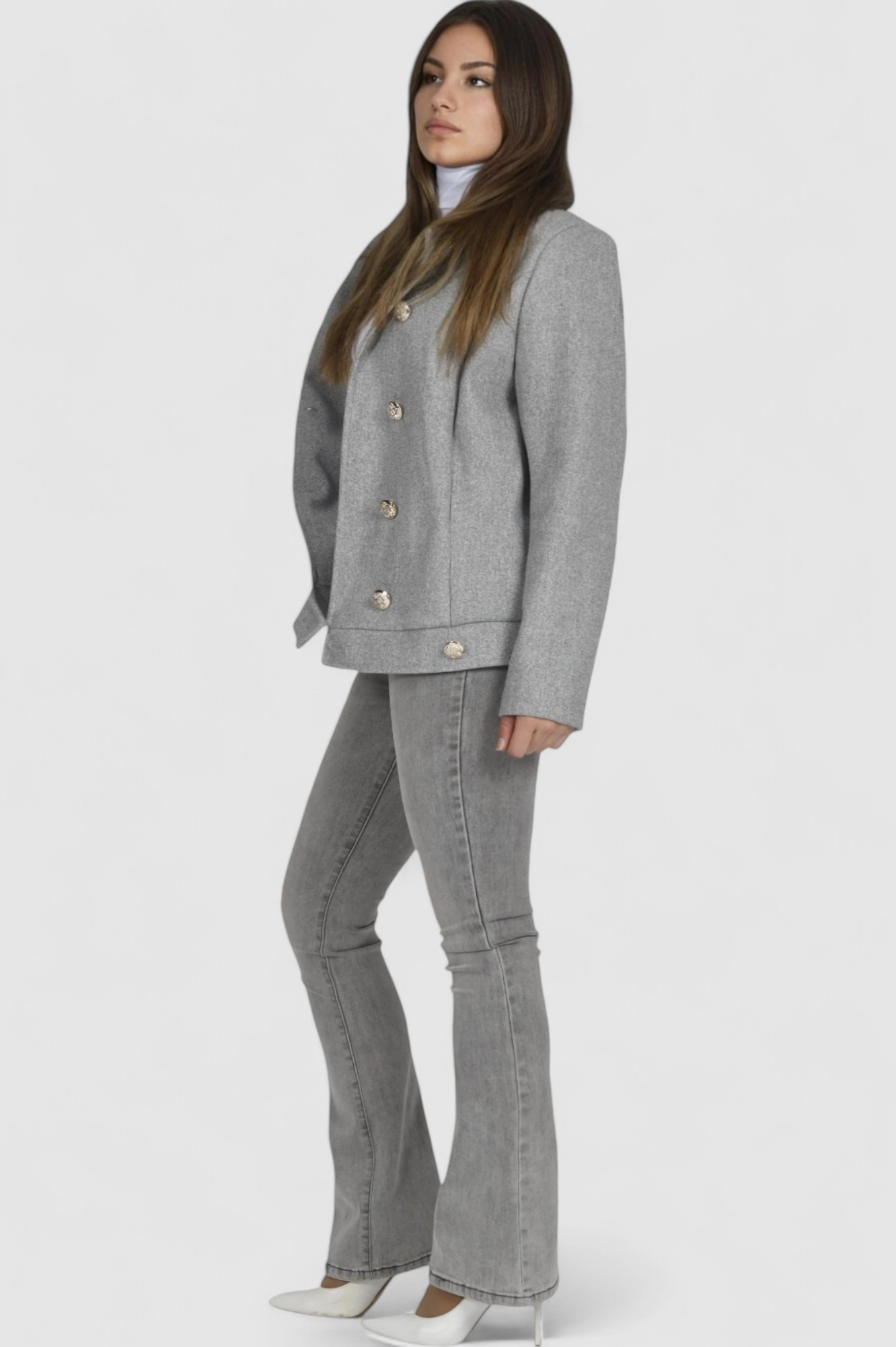 Ženski sivi kratki kaput Billie