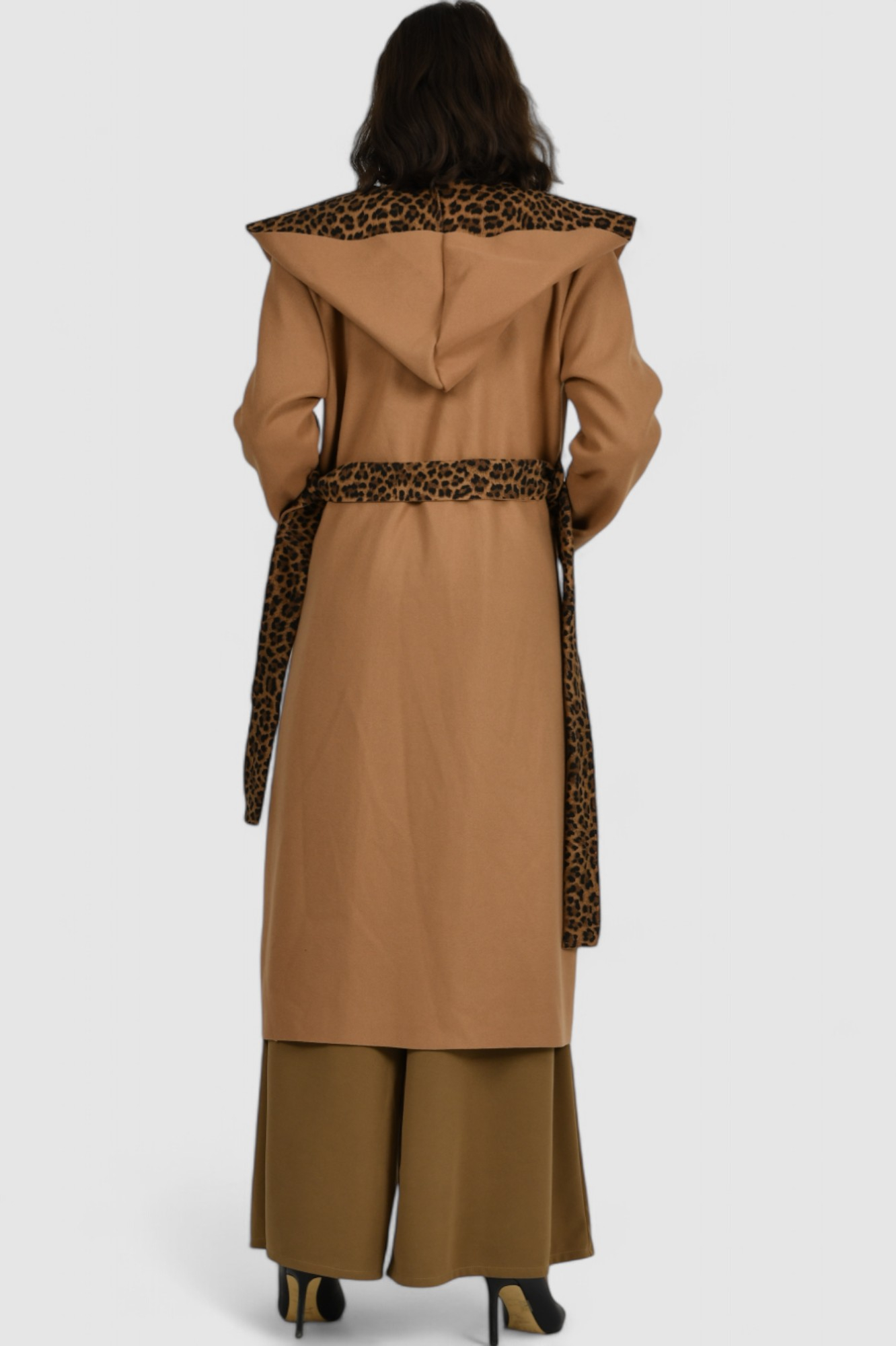 Ženski smeđi dugi kaput Paris