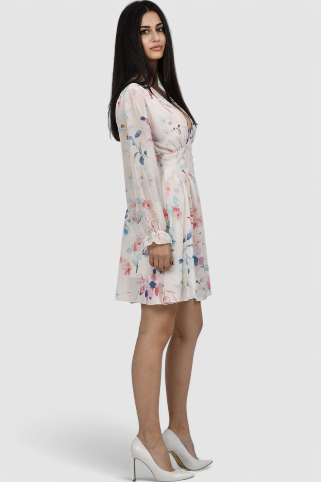 Ženska bijela elegantna kratka haljina Izara