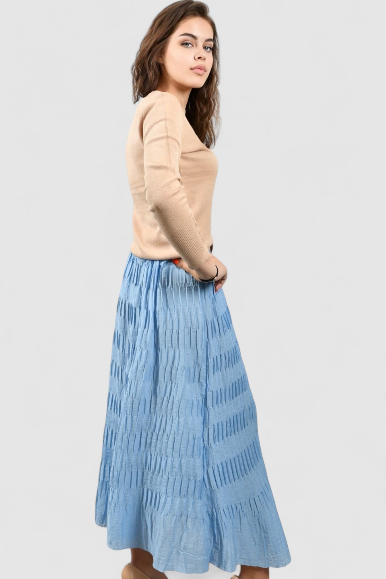 Ženska plava plisirana suknja Briell