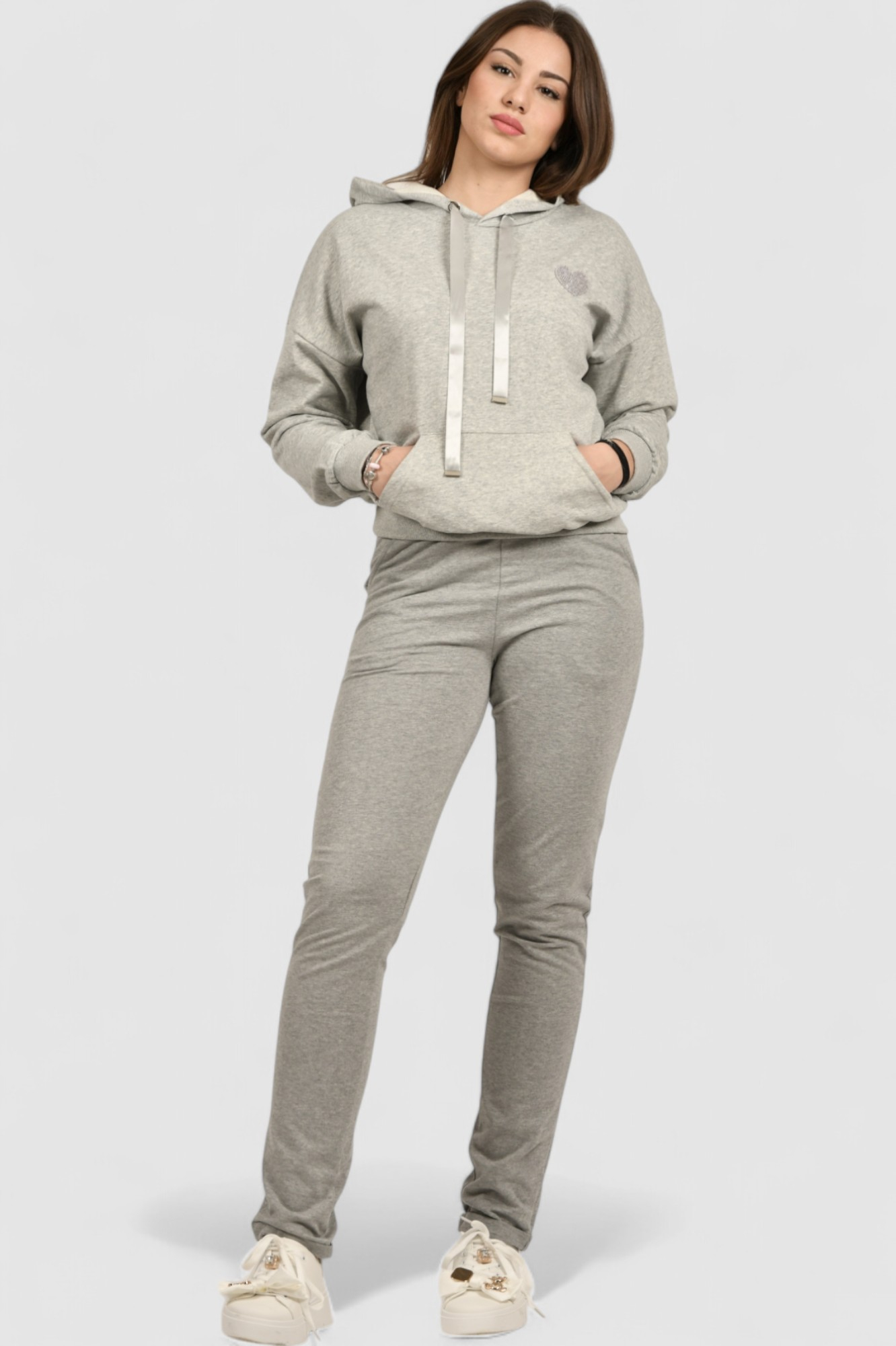 Ženska siva hoodica sa kapuljačom Ysabel