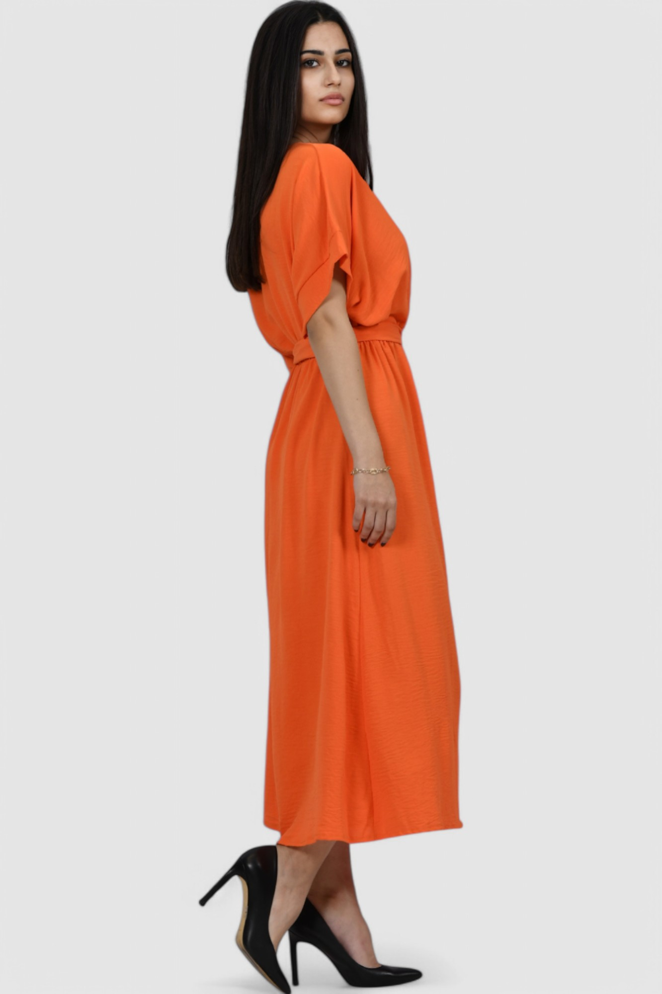Ženska narančasta elegantna midi haljina Maisie