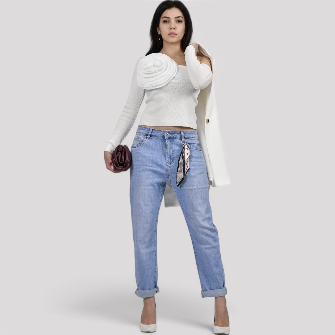 Ženska bijela majica dugi rukav Elena