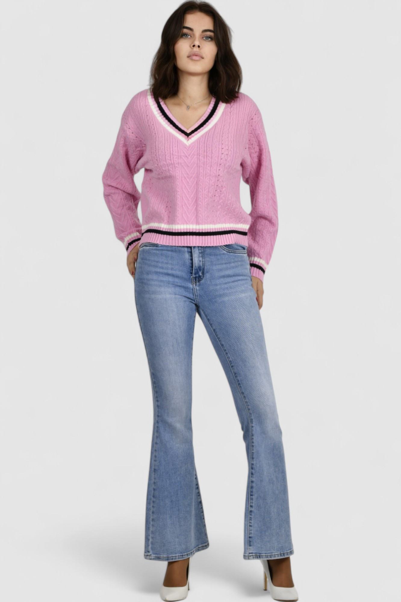 Ženski rozi lagani džemper Baylee