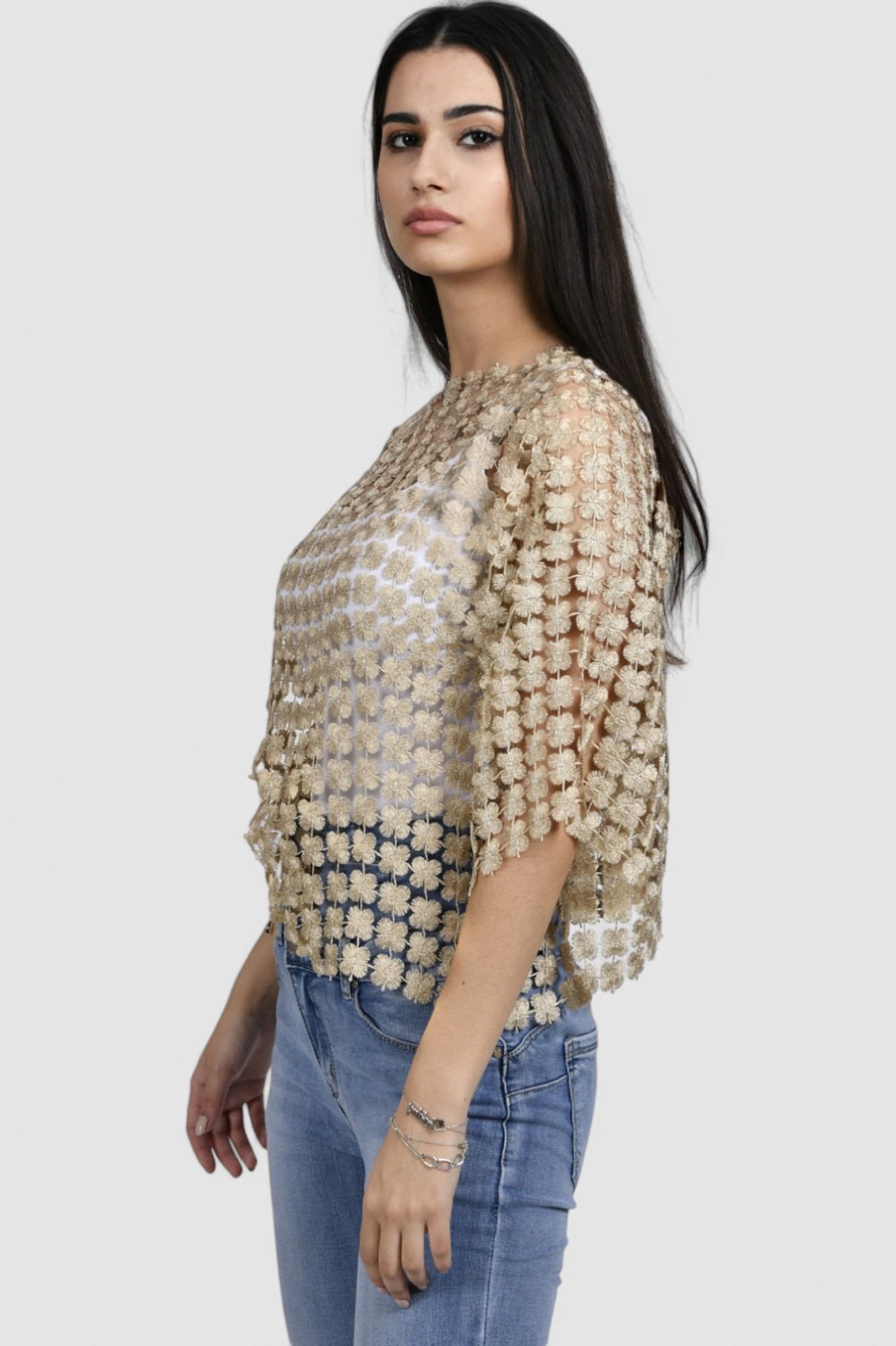 Ženski zlatni party top Elodiie