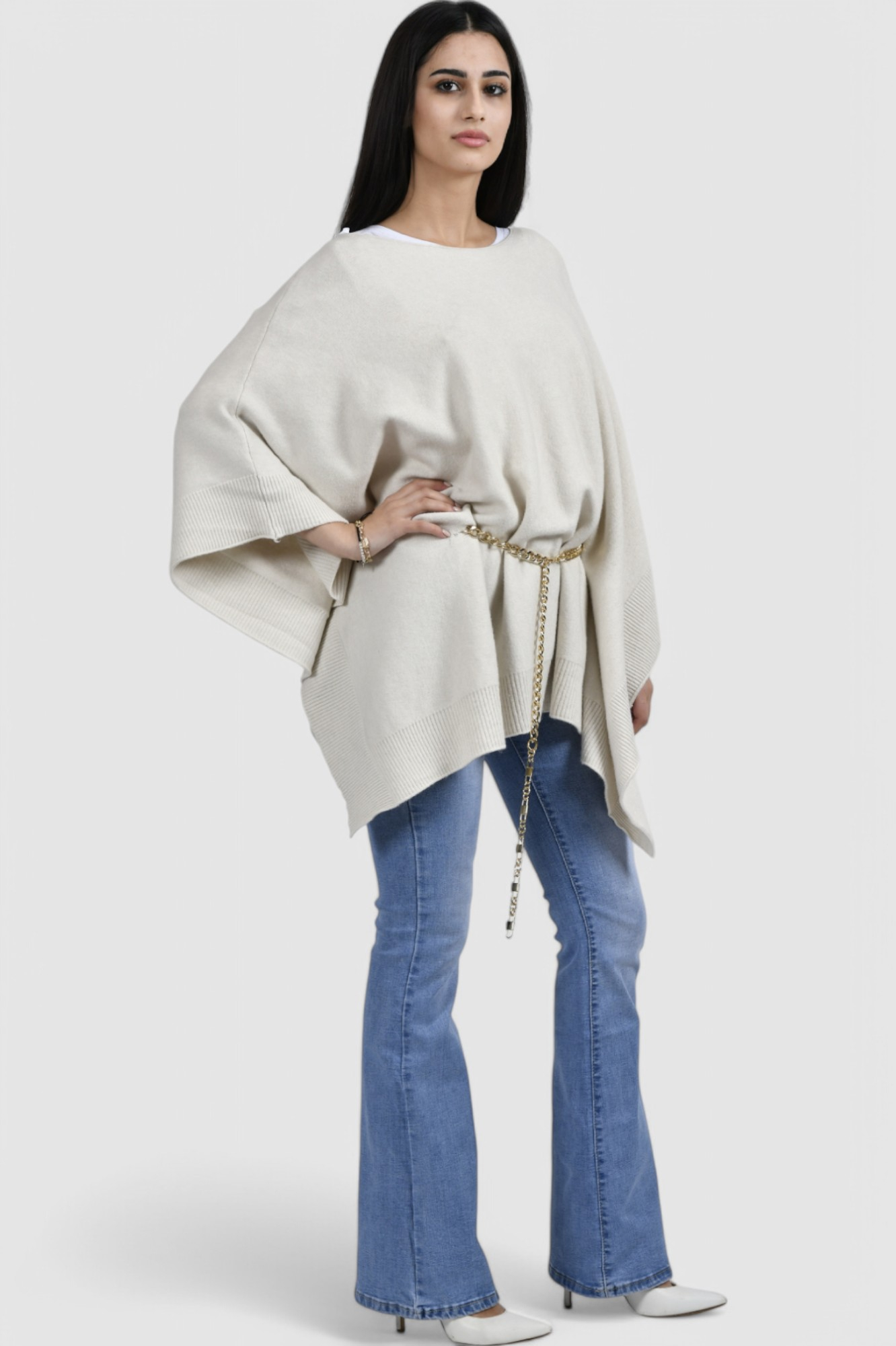 Ženski bijeli poncho Natasha