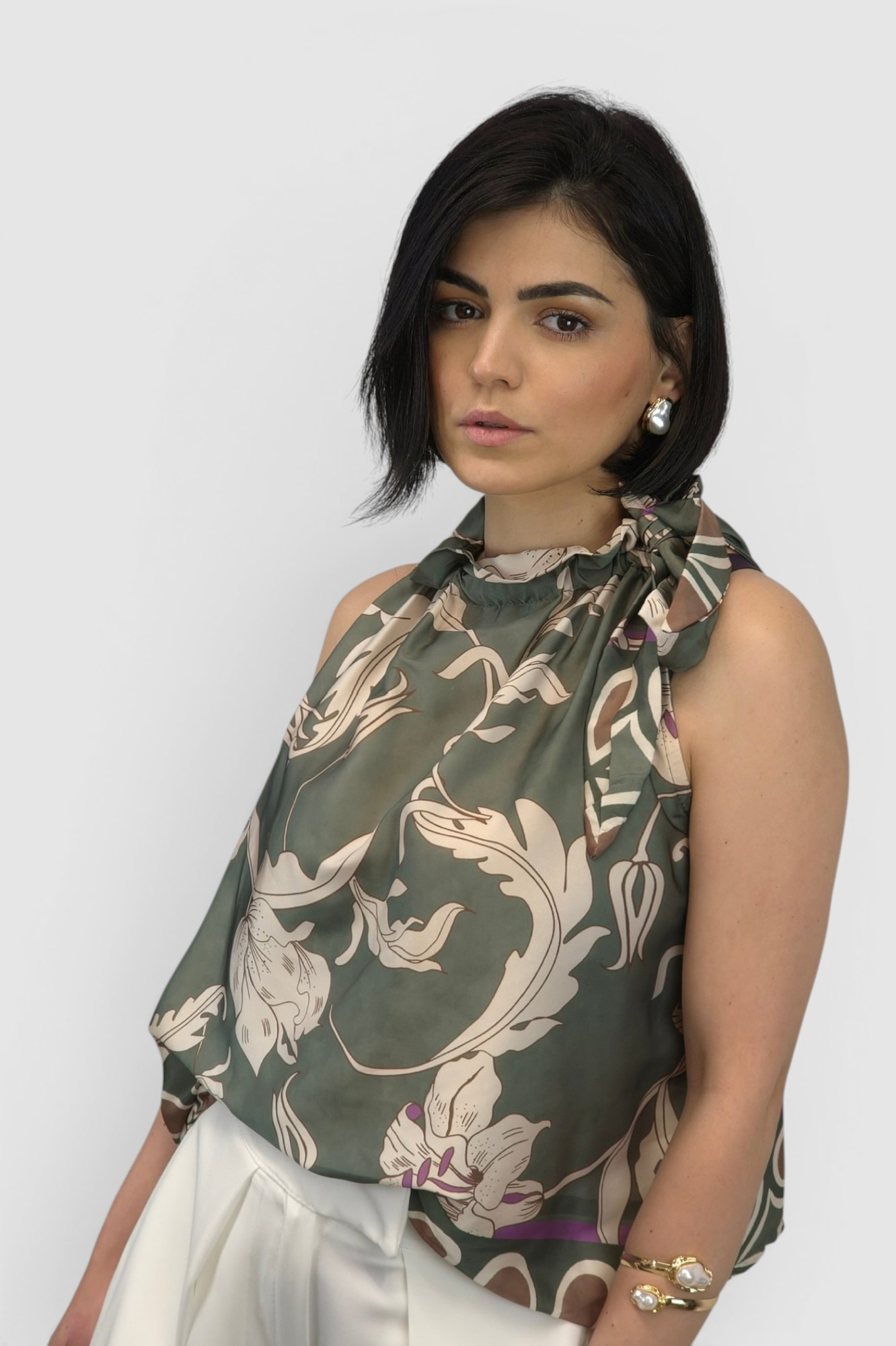 Ženska zelena elegantna bluza Camellia