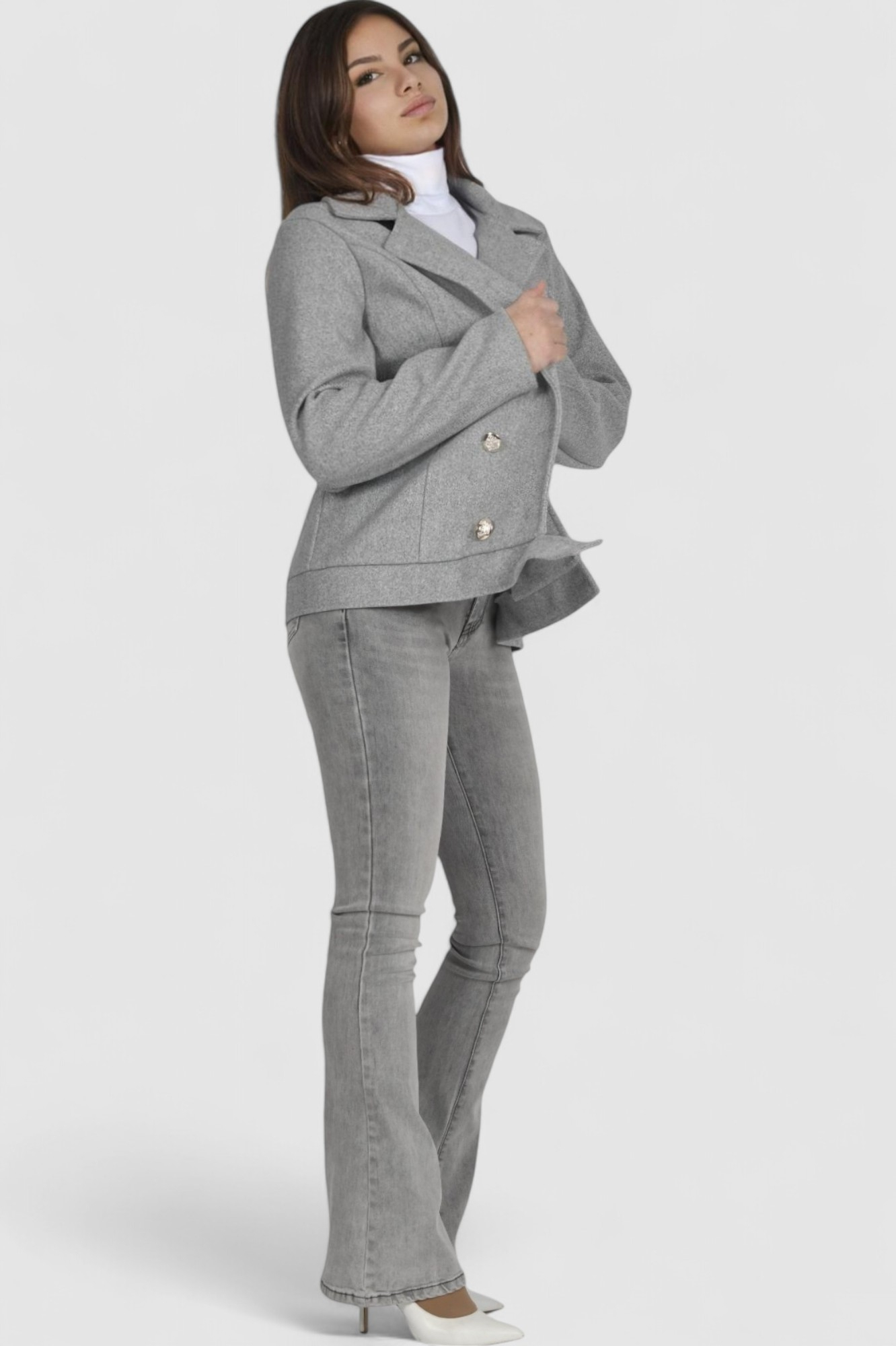 Ženski sivi kratki kaput Billie