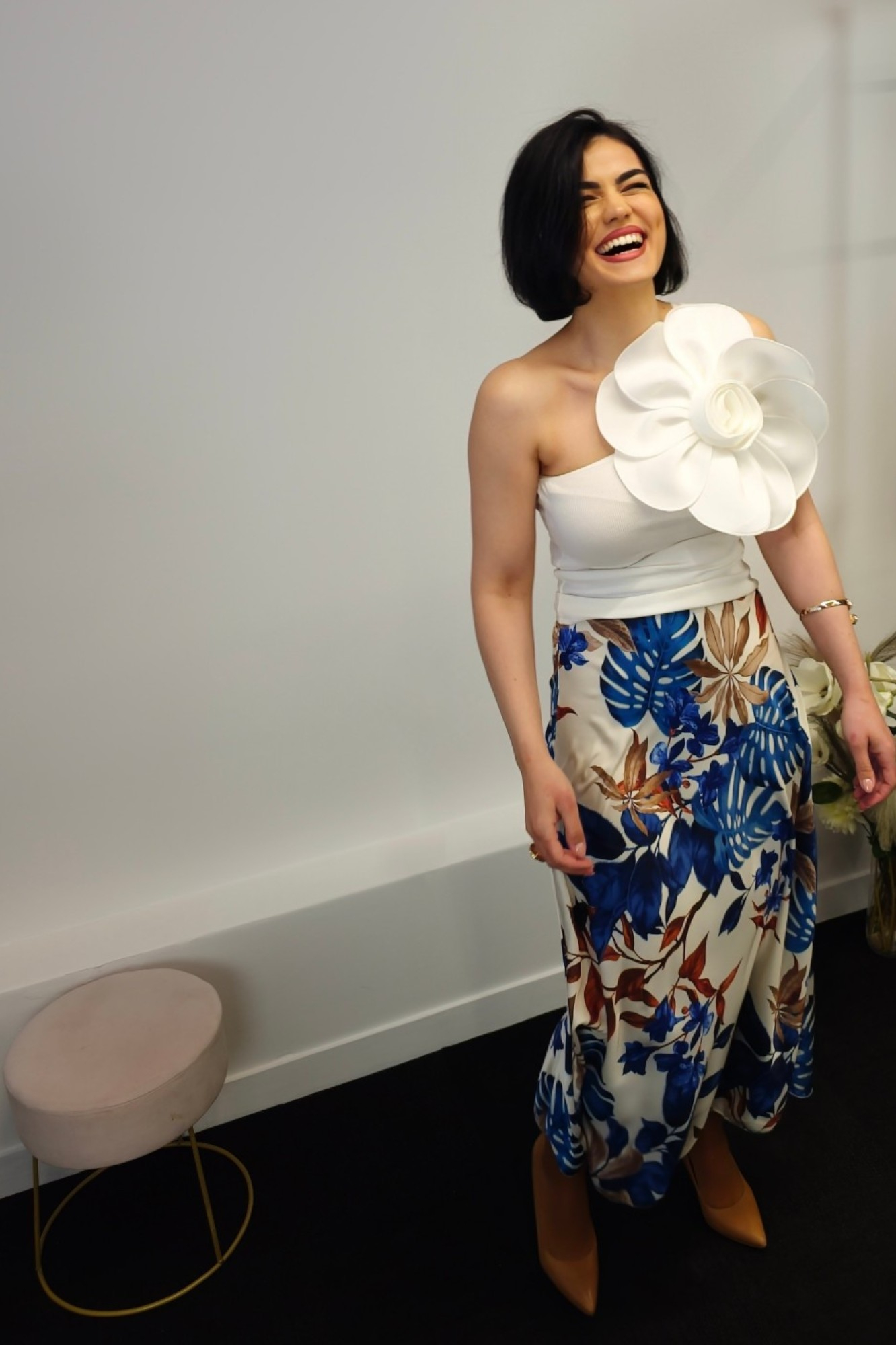 Ženska plava lagana midi suknja Anastasie