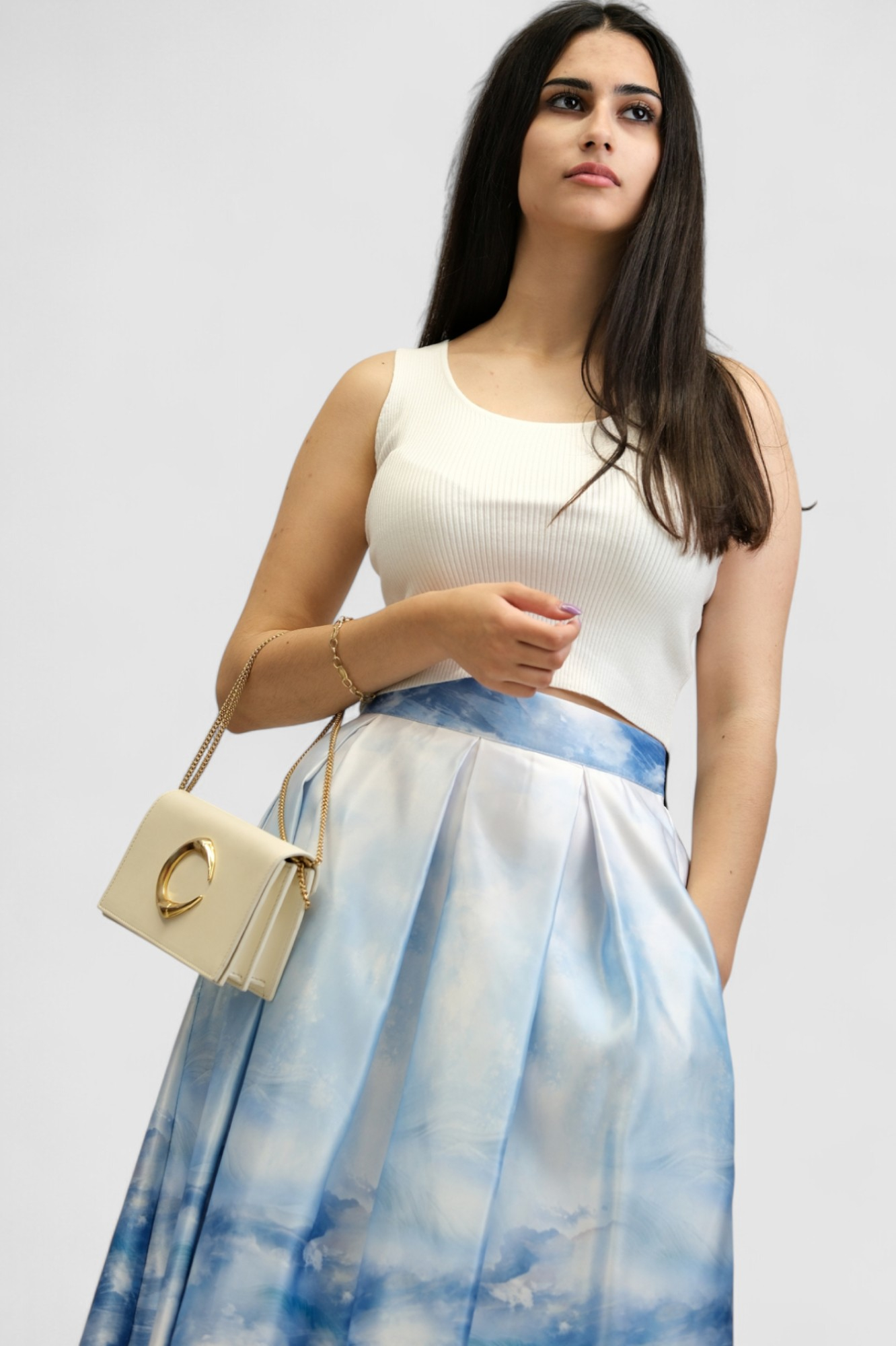 Ženska plava midi suknja Harper