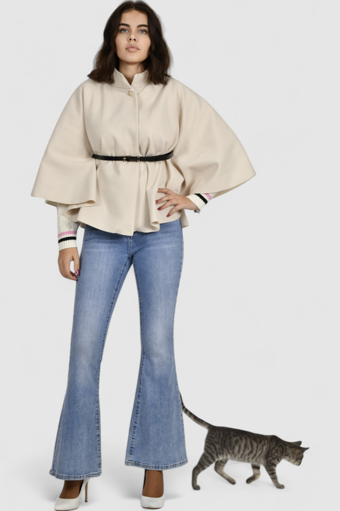 Ženski bež poncho Francesca