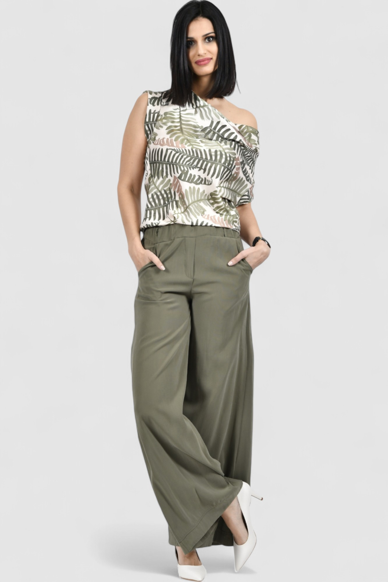 Ženske zelene modne hlače Celesta Army