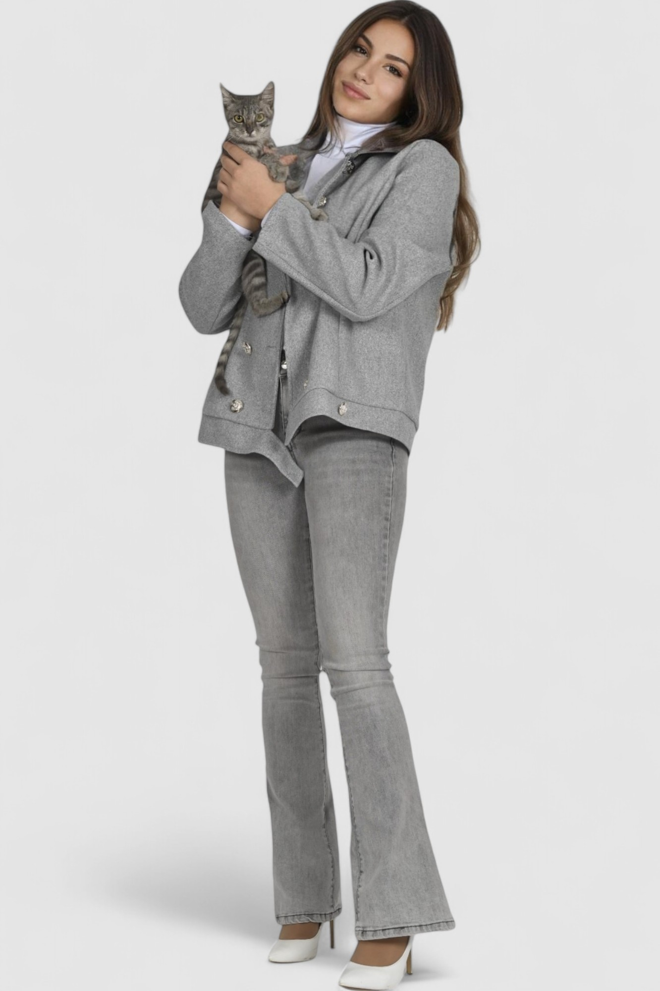 Ženski sivi kratki kaput Billie