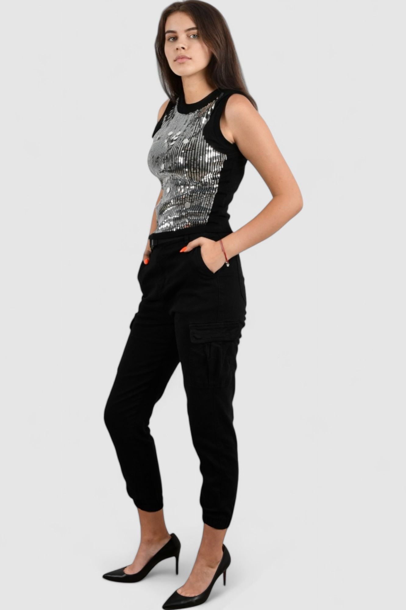 Ženska srebrna majica bez rukava Lumi